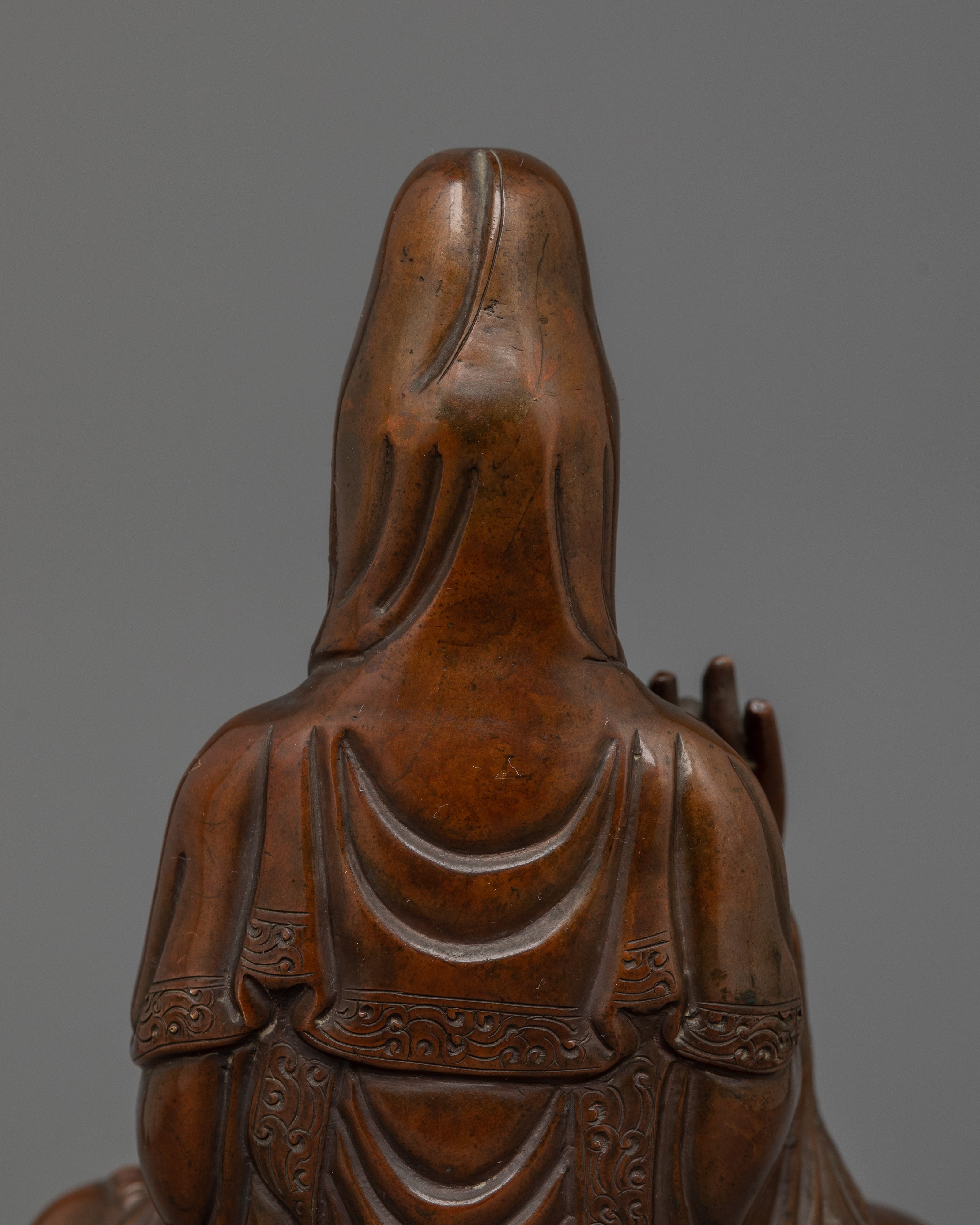 Buddhist Statue of Guanyin | Oxidized Copper Statue For Meditation