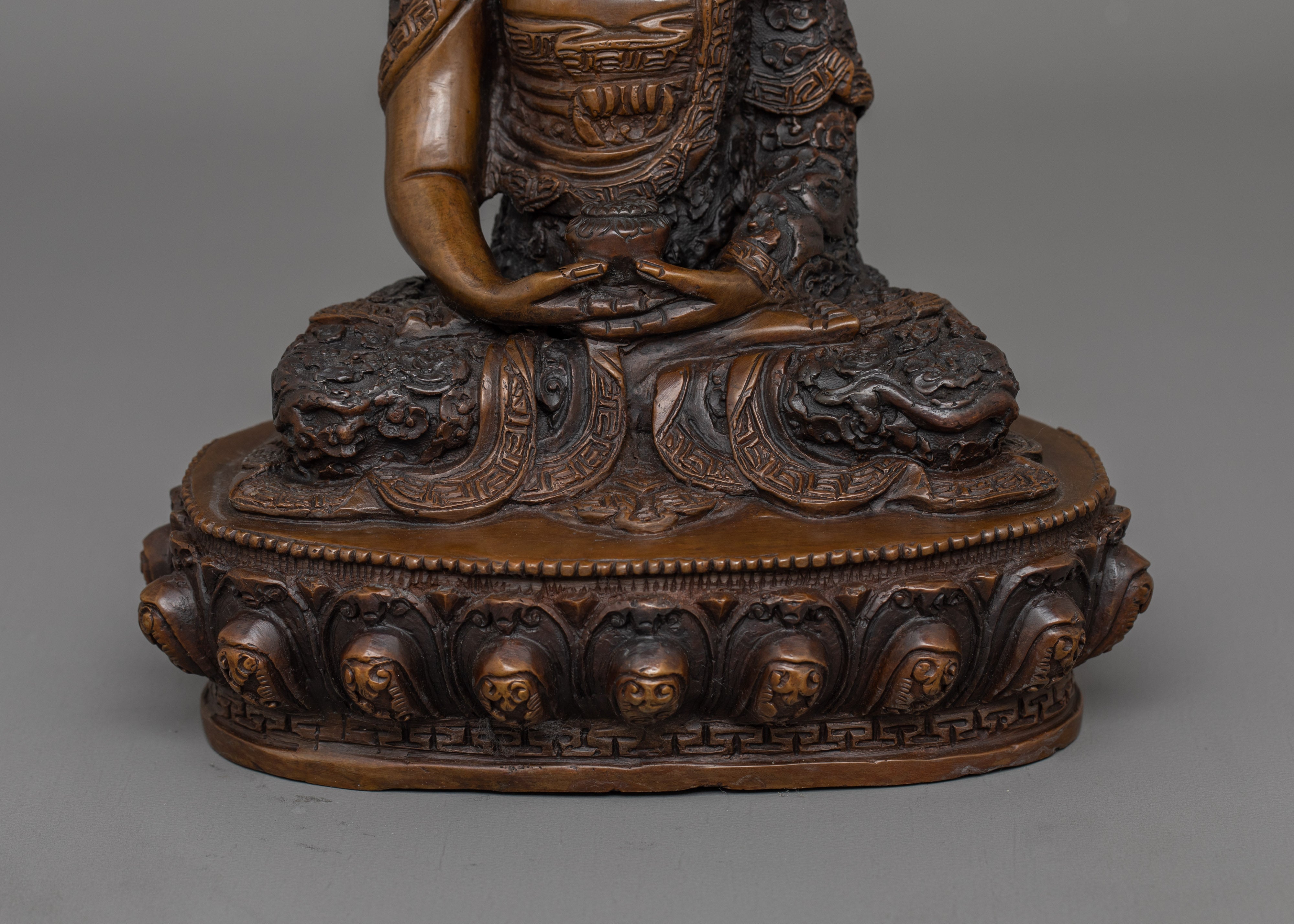 Infinite Light Amitabha Buddha sculpture | Made From Oxidized Copper Body
