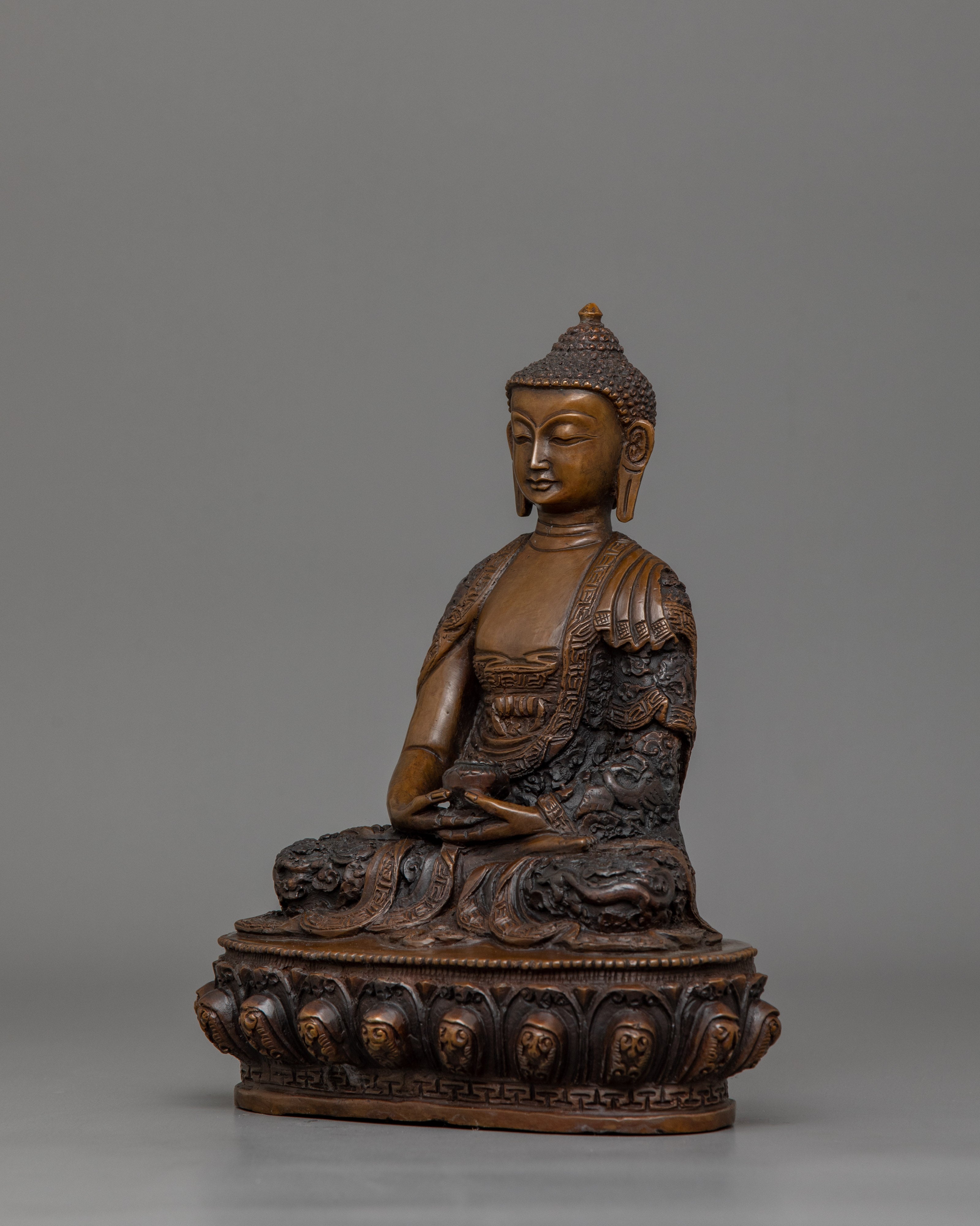 Infinite Light Amitabha Buddha sculpture | Made From Oxidized Copper Body