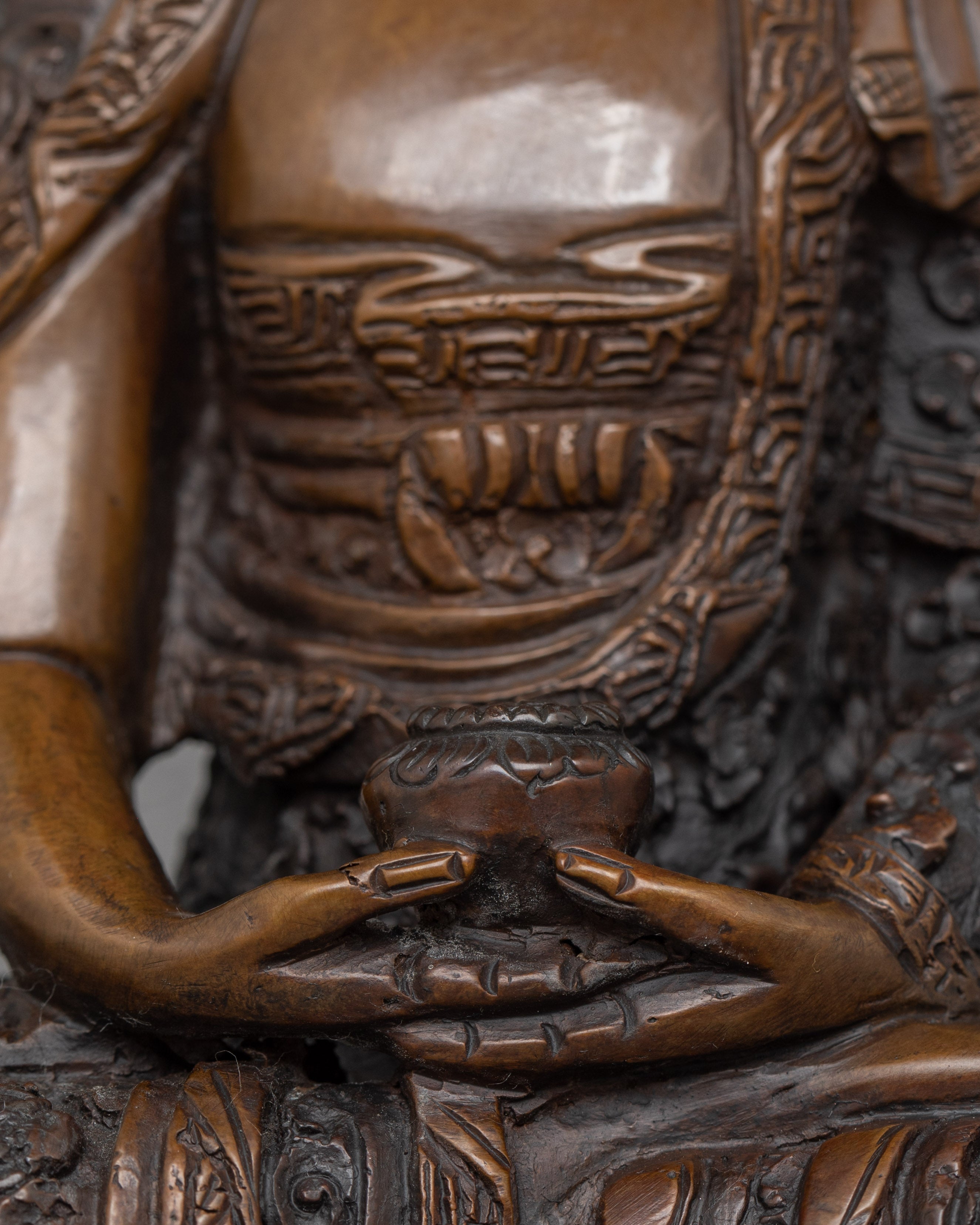 Infinite Light Amitabha Buddha sculpture | Made From Oxidized Copper Body