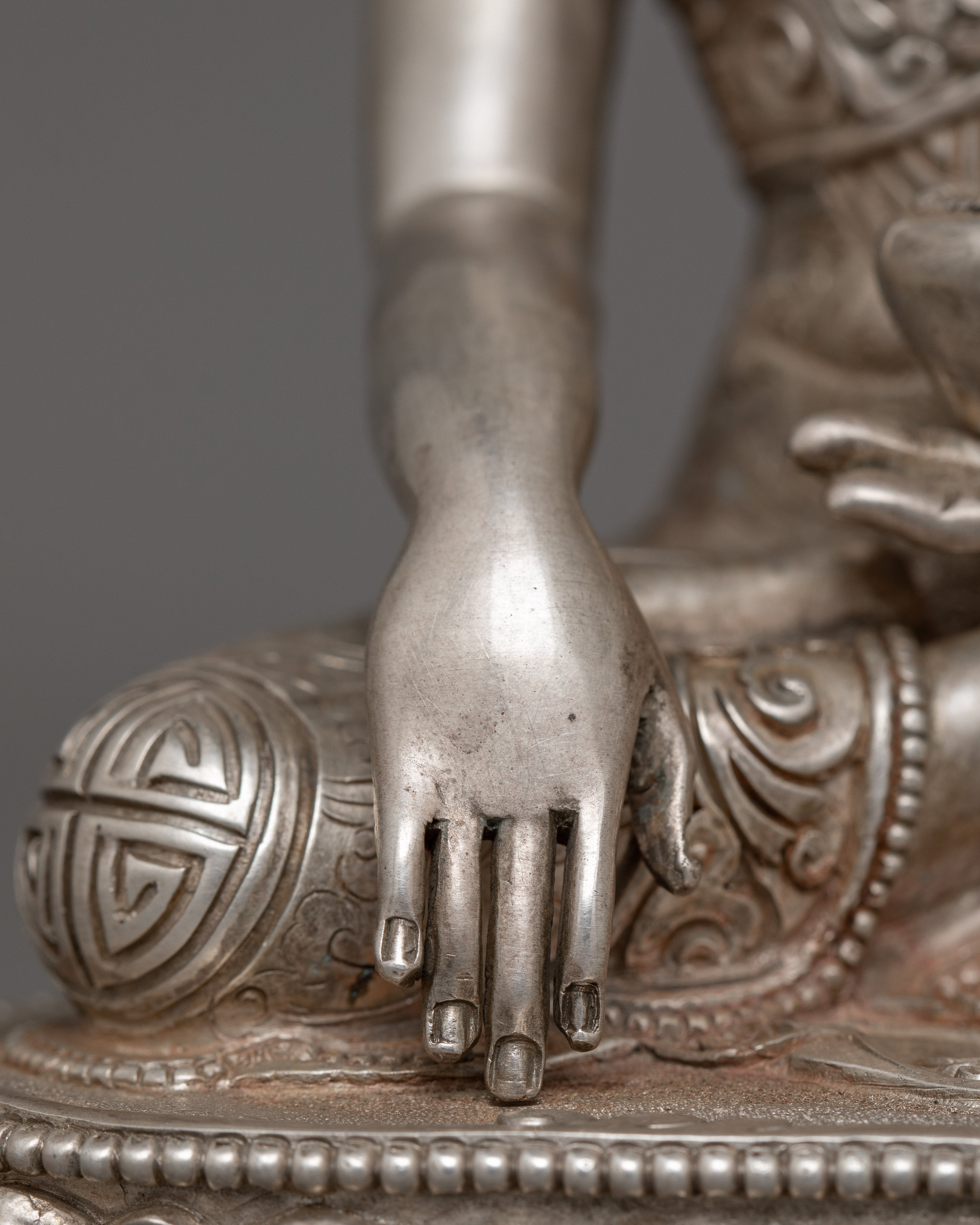 Silver Plated Shakyamuni Buddha Sculpture | Historical Buddha Statue
