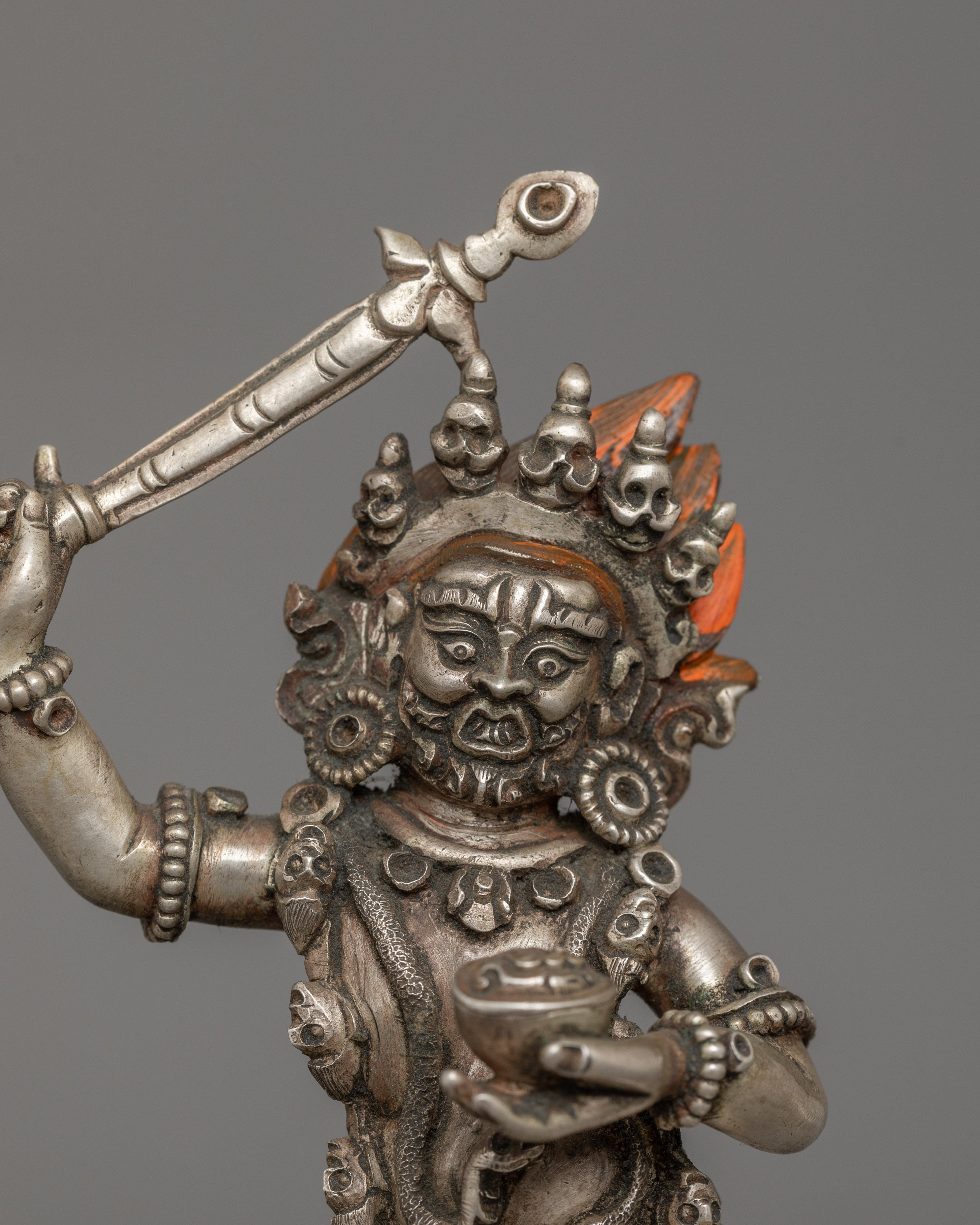 Silver Plated Vyaghra-vahana Statue | Guardian of Transformation