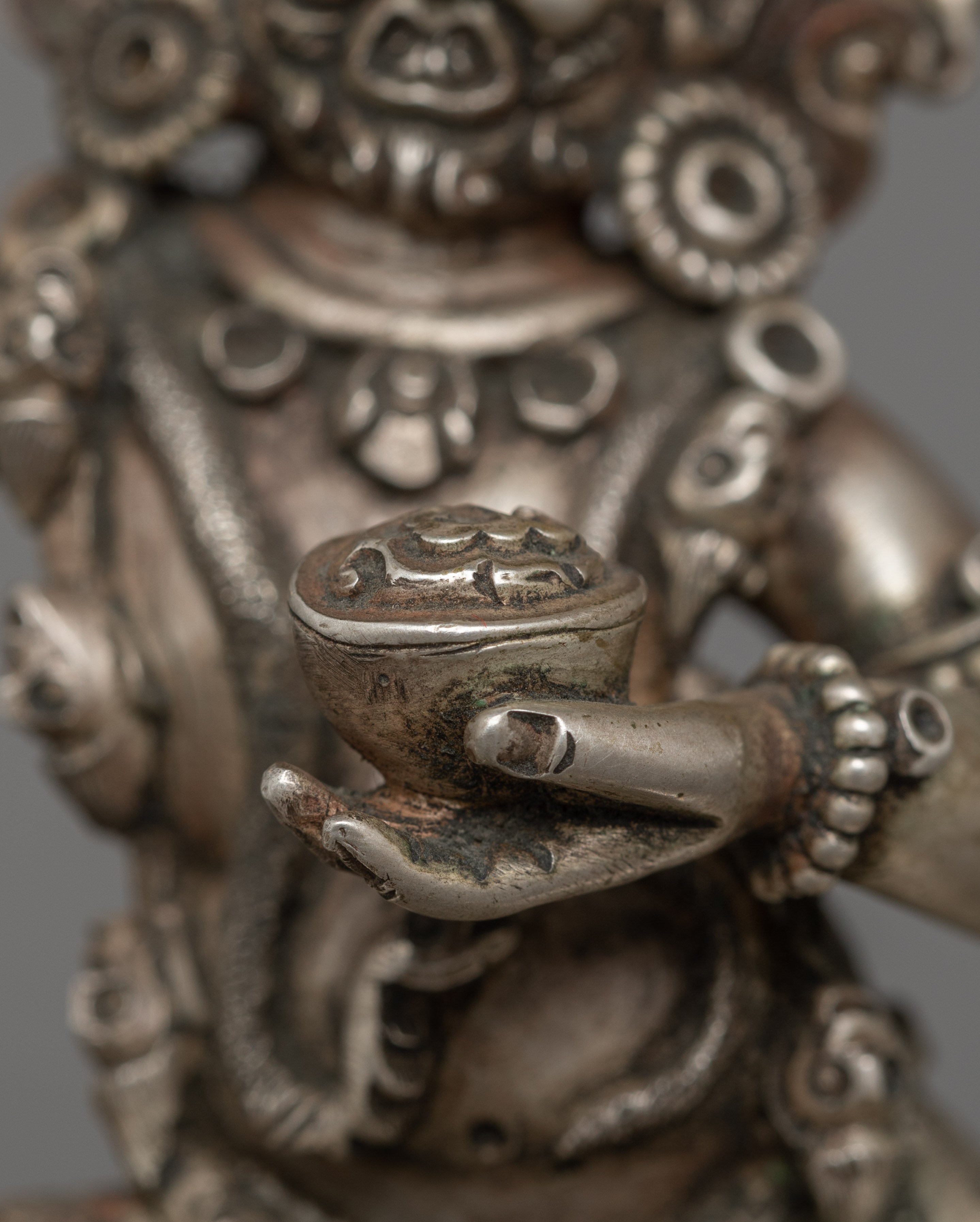 Silver Plated Vyaghra-vahana Statue | Guardian of Transformation