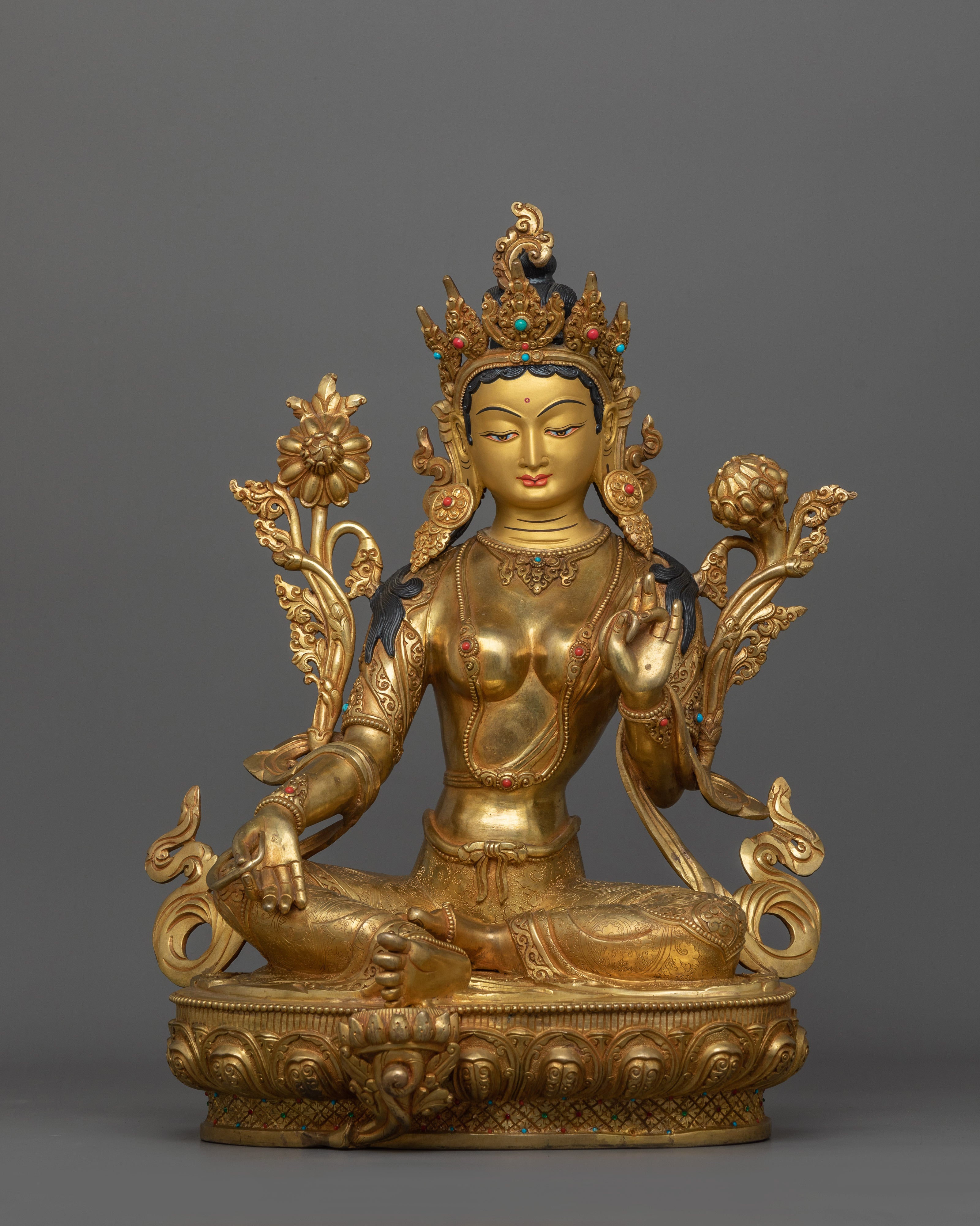 Green Tara Compassionate Buddhist Deity Statue | Buddhist Art for Spiritual Growth