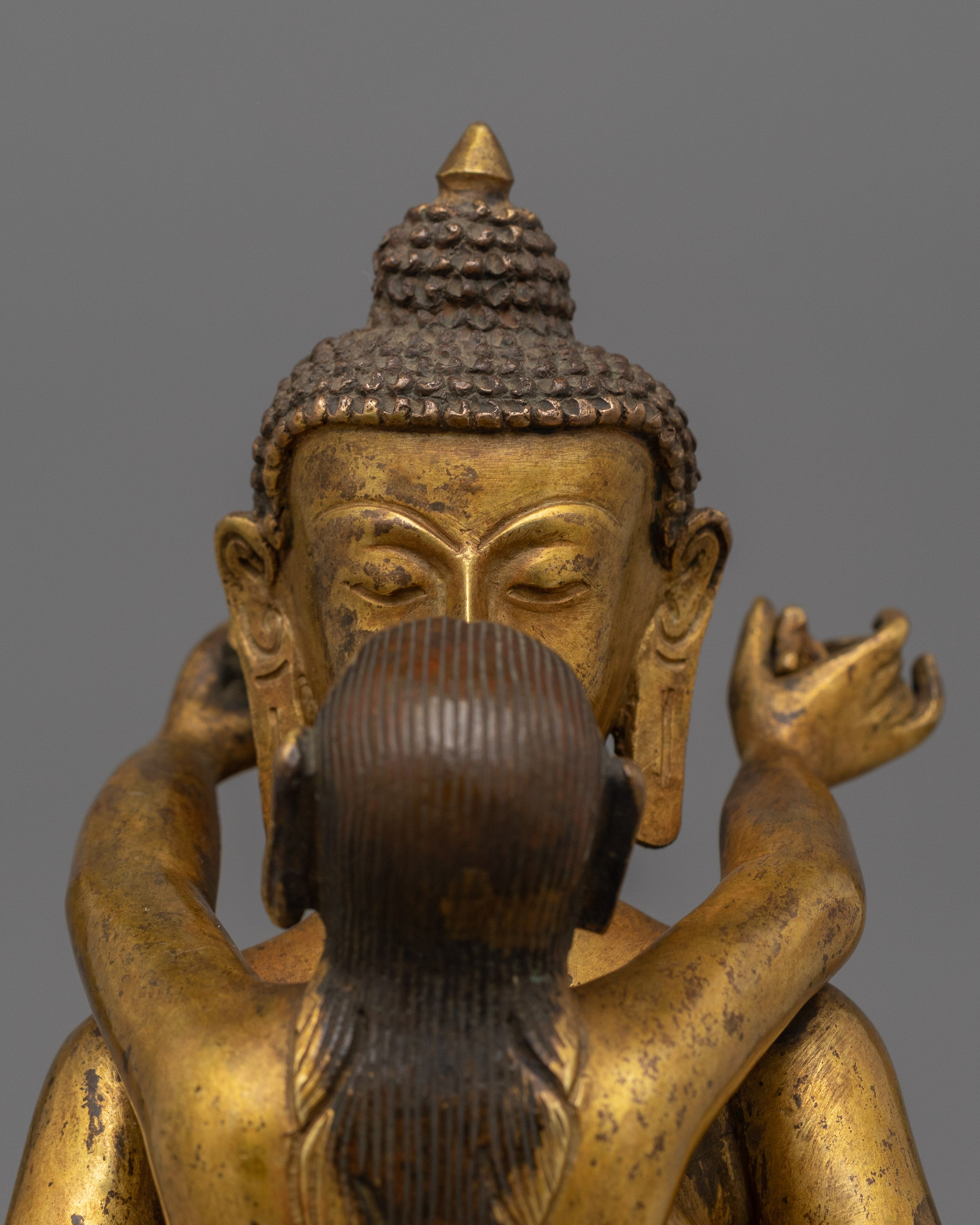 Sacred Samantabhadra Statue with His Consort | 24K Gold Gilded Figure