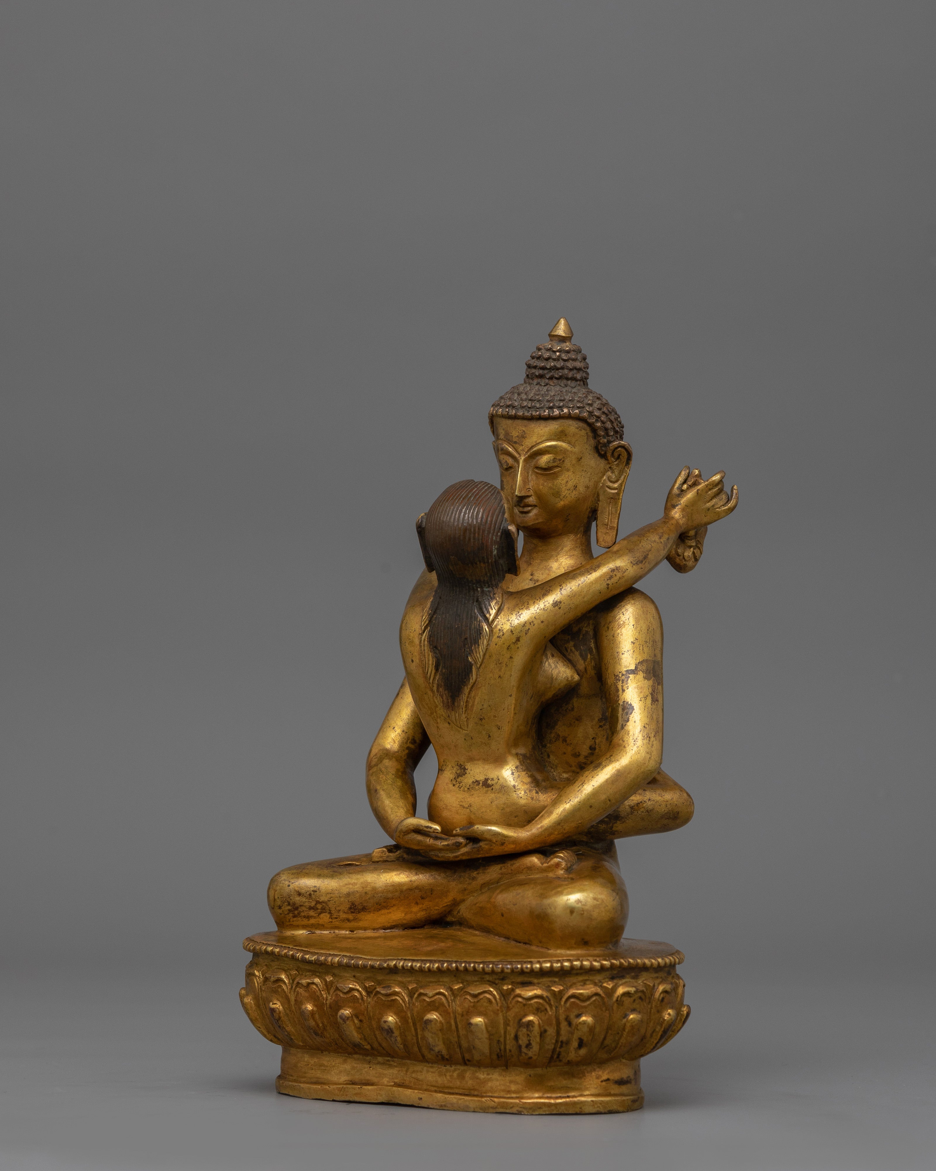 Sacred Samantabhadra Statue with His Consort | 24K Gold Gilded Figure