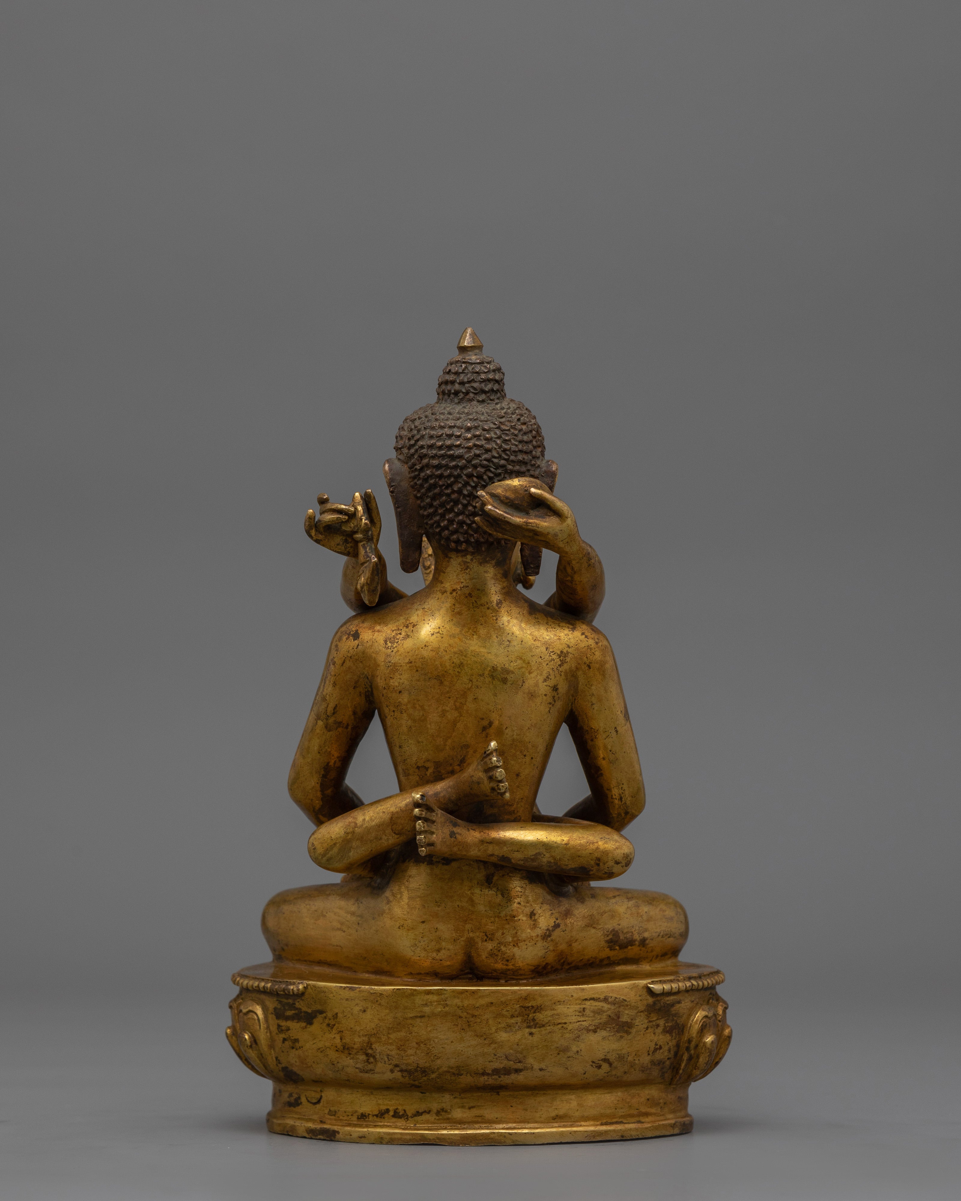 Sacred Samantabhadra Statue with His Consort | 24K Gold Gilded Figure