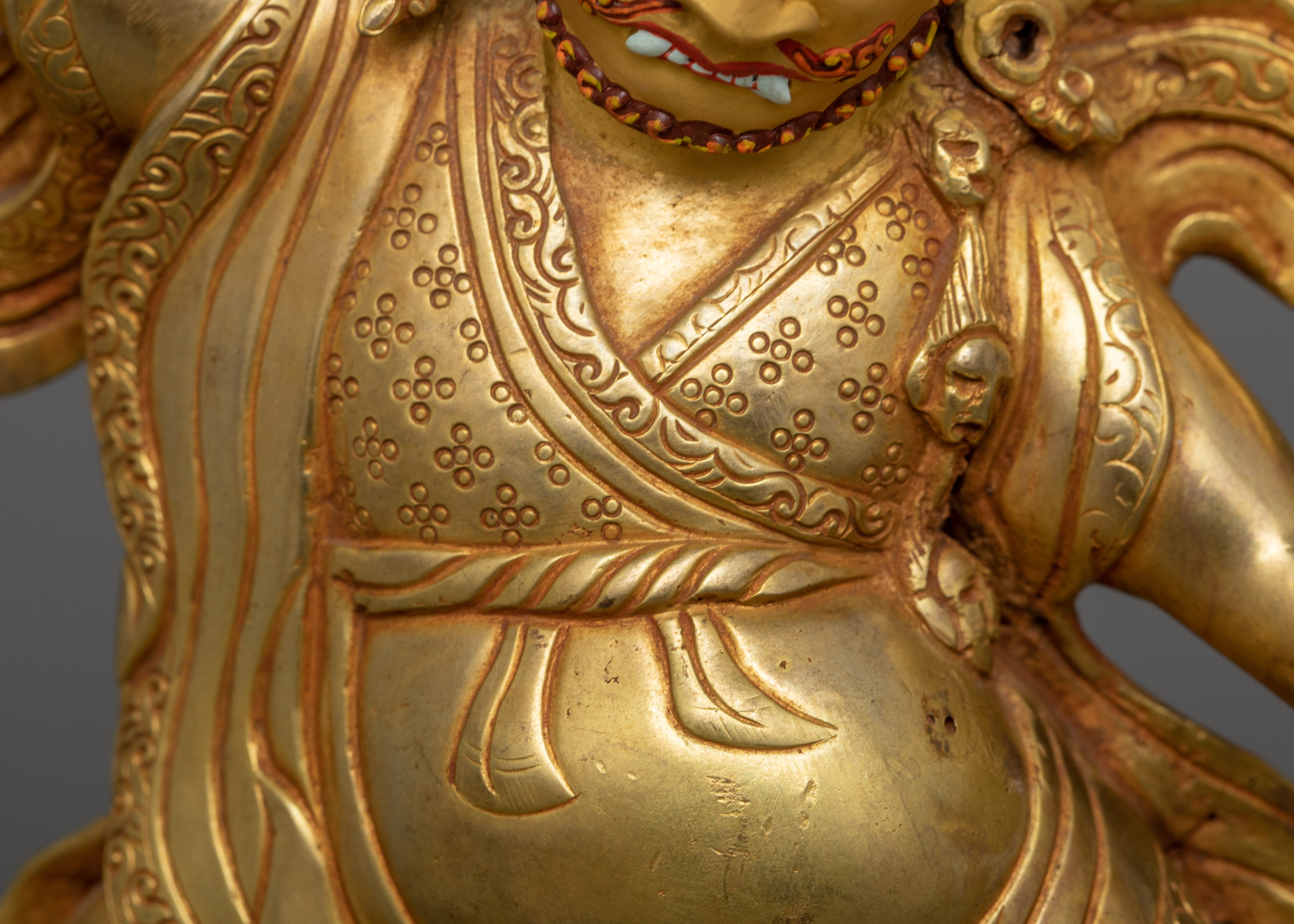 Guru Dorje Drollo Sculpture | 24K Gold Gilded Tibetan Protector