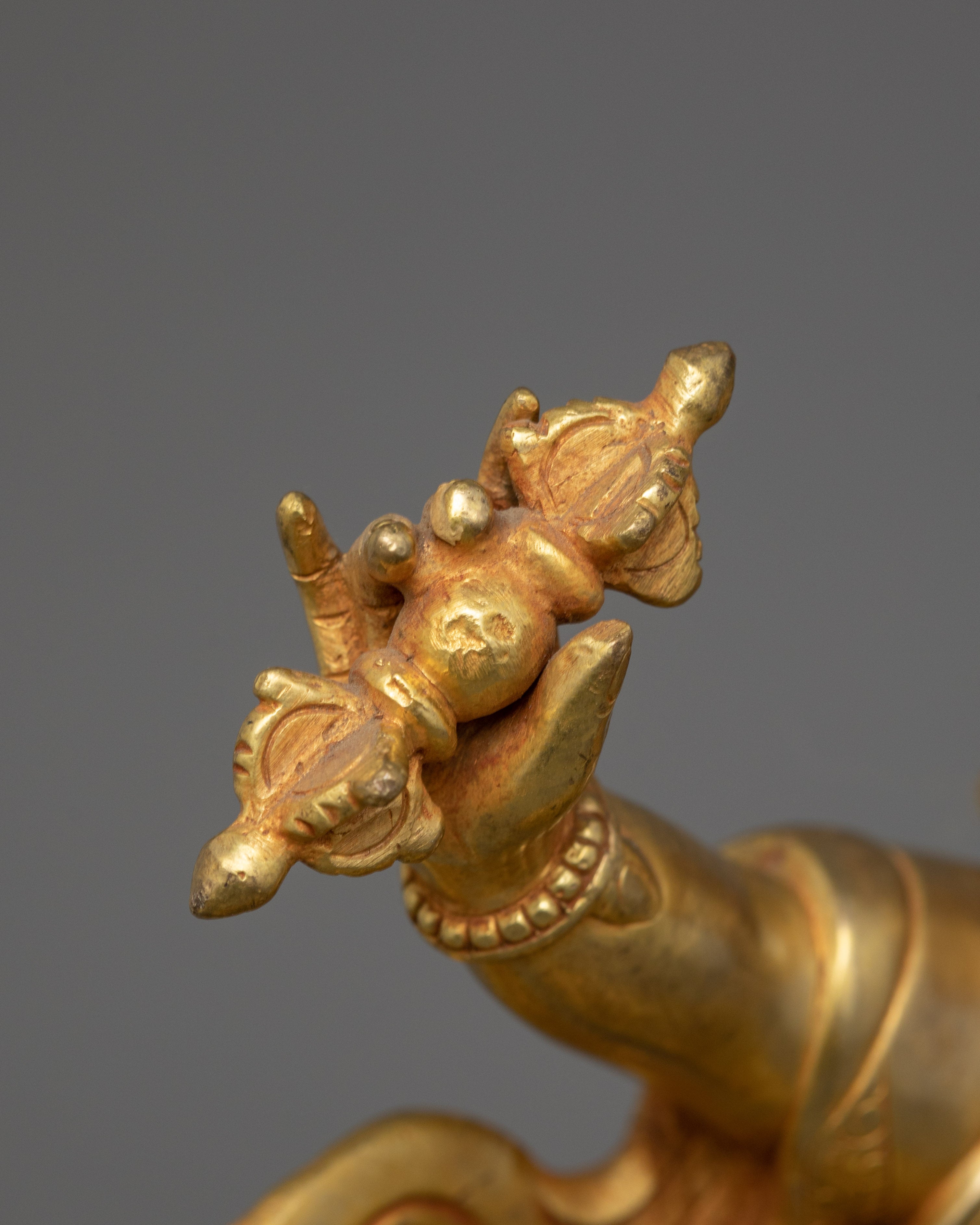 Guru Dorje Drollo Sculpture | 24K Gold Gilded Tibetan Protector