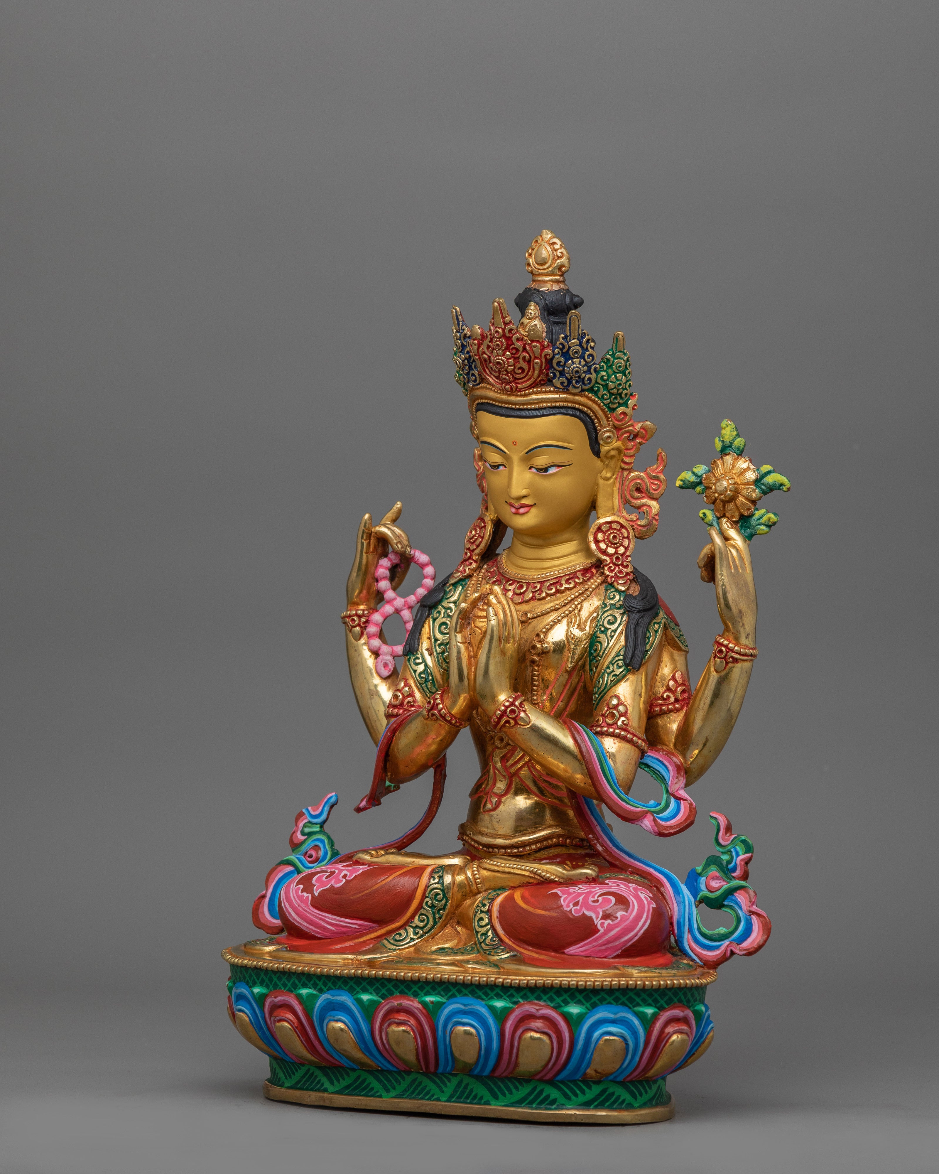 Tibetan Statue of Bodhisattva Deity Chenrezig | The Bodhisattva of Compassion