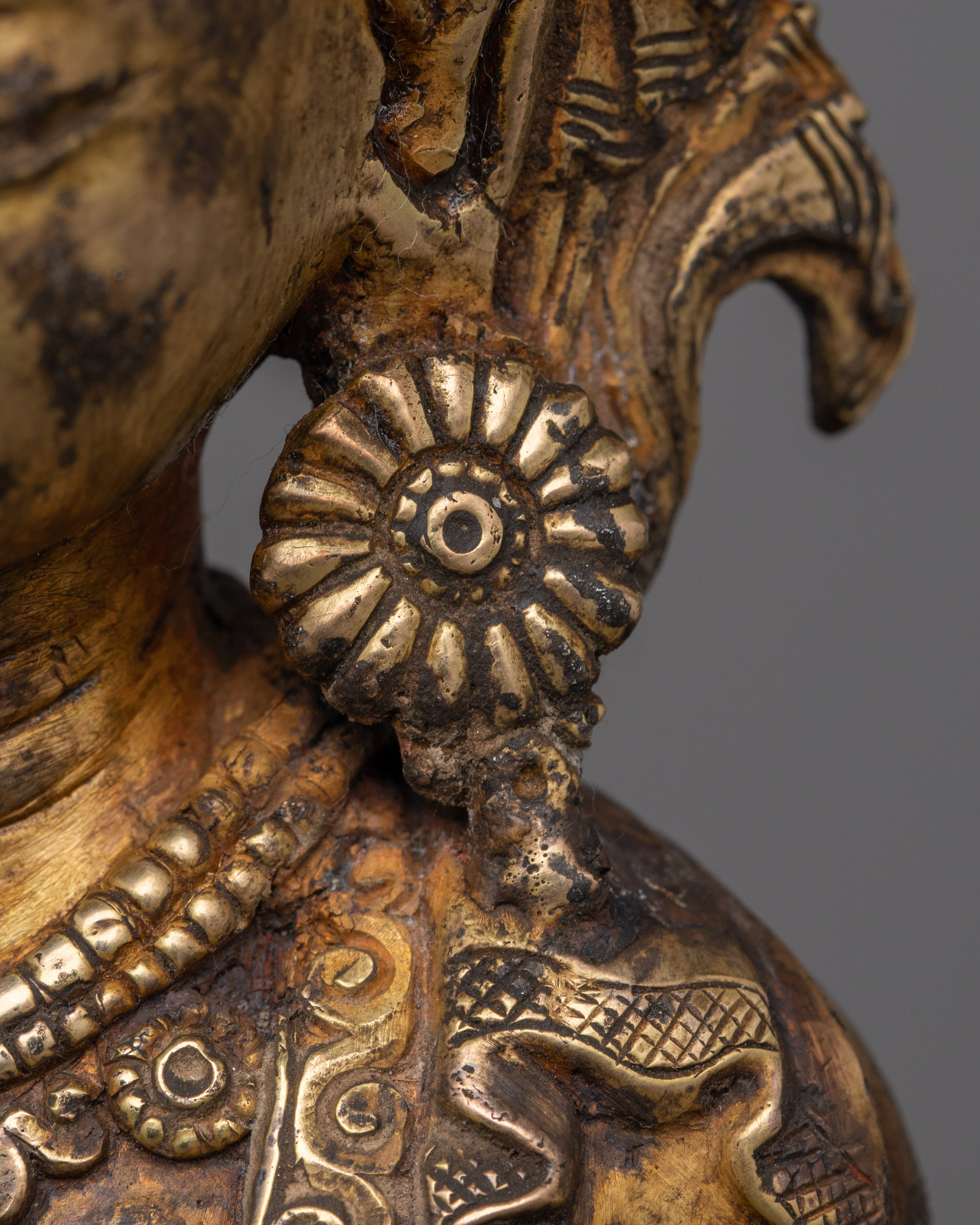 Handmade Sculpture of Dipankara Buddha | 24K Gold-Gilded Copper Statue