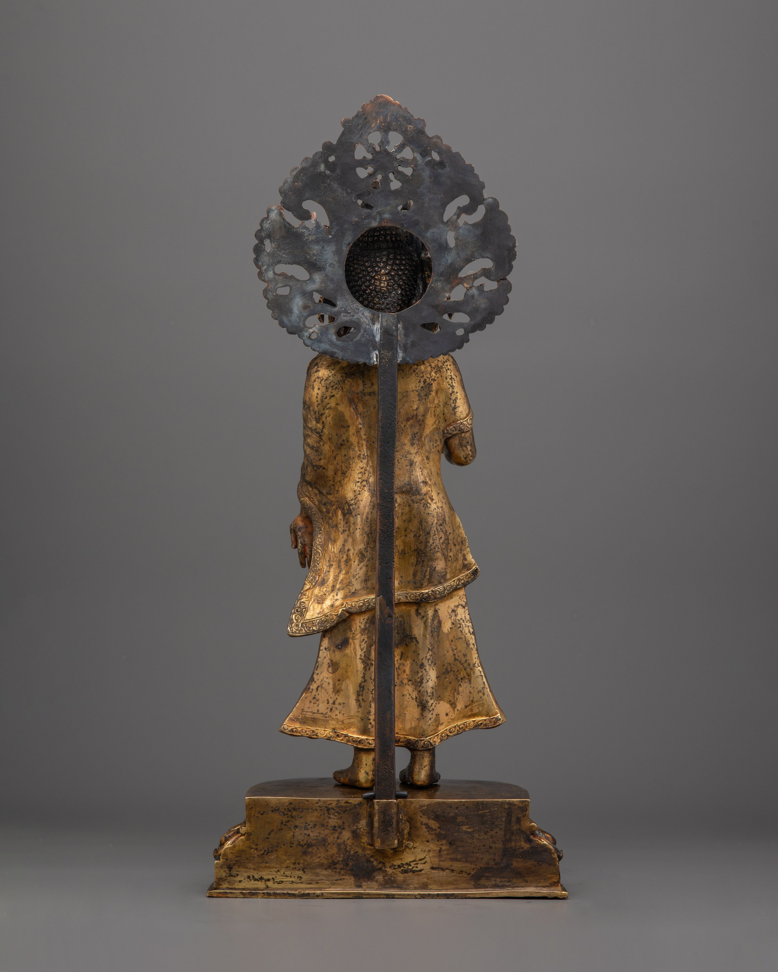 Handmade Sculpture of Dipankara Buddha | 24K Gold-Gilded Copper Statue