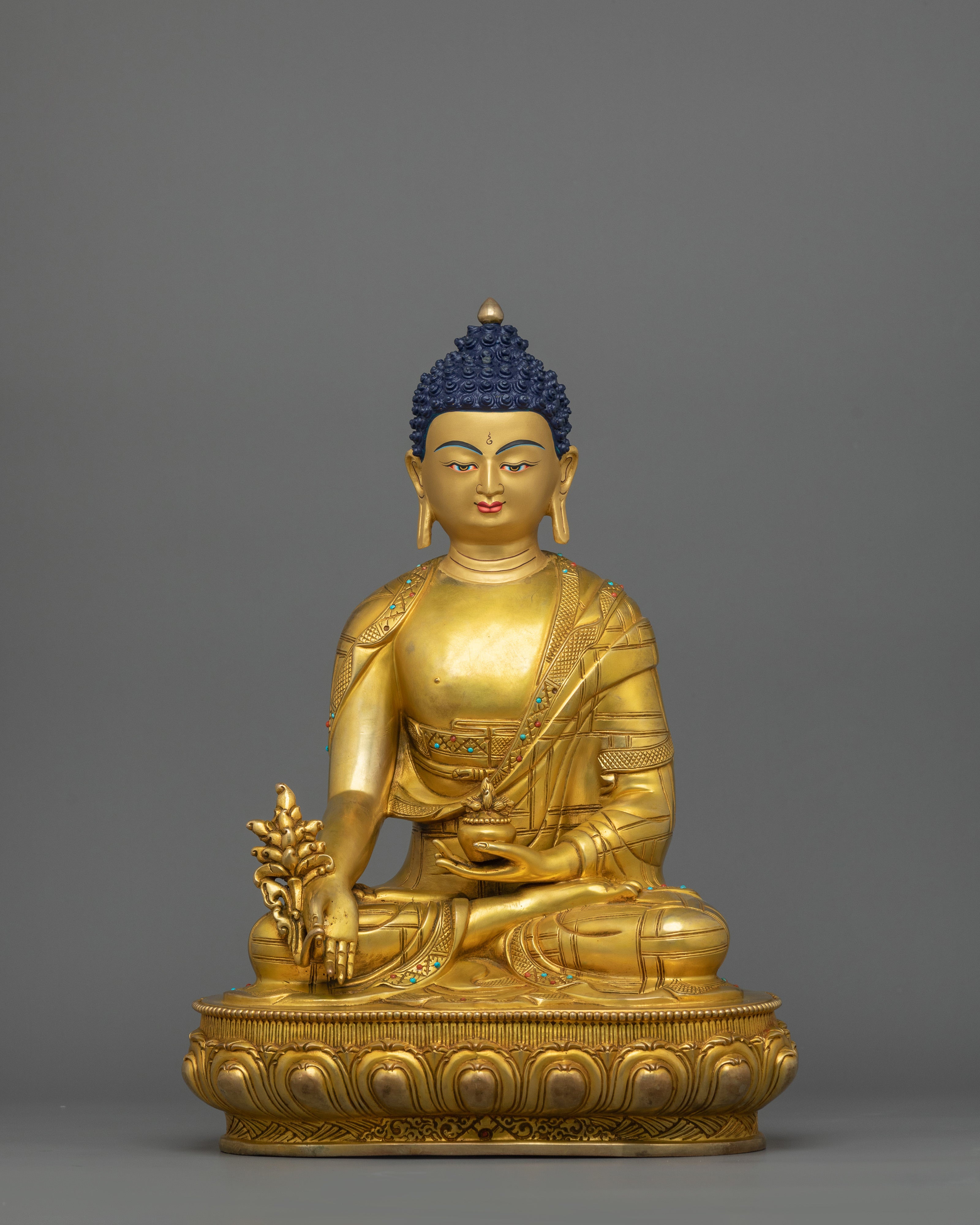 Medicine Buddha Sculpture with Beautiful Halo | Bhaisajyaguru Figurine
