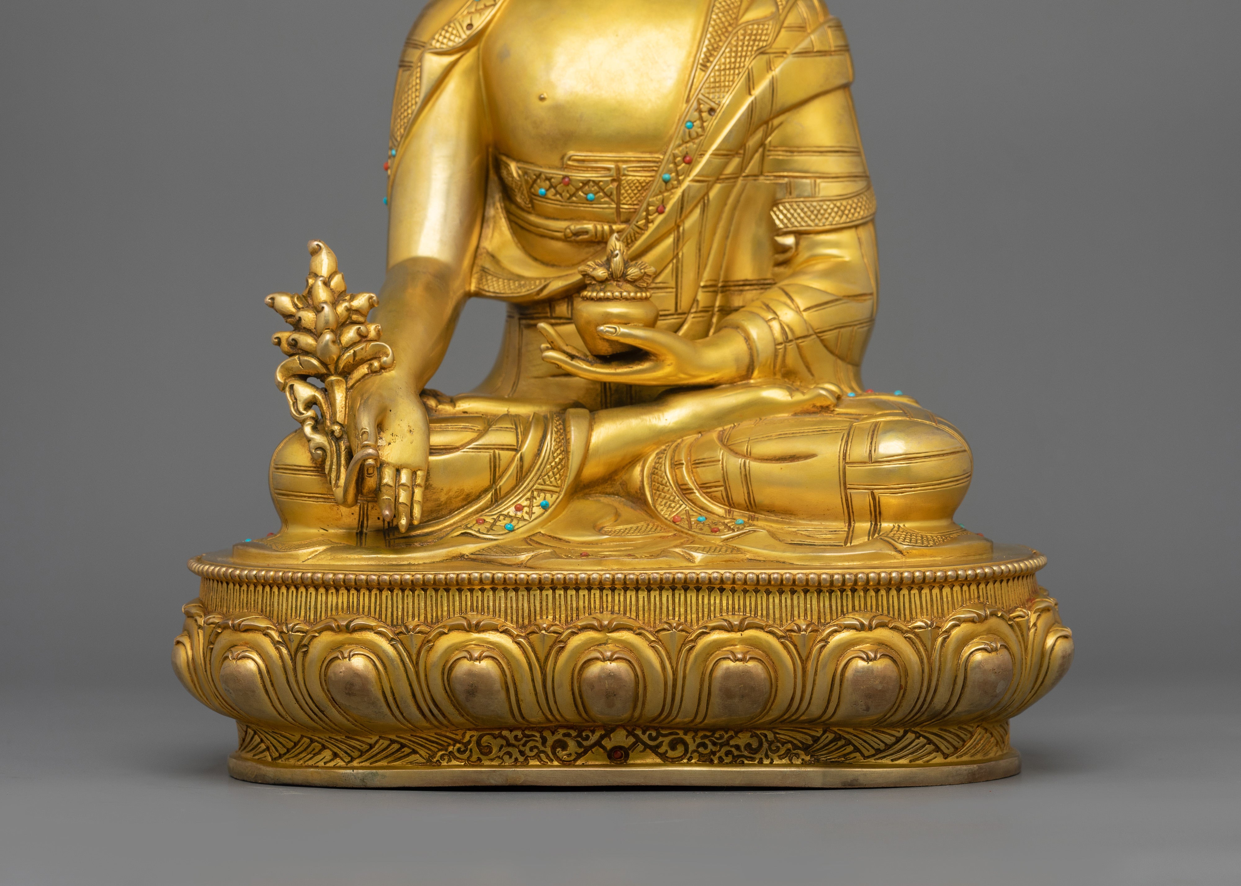 Medicine Buddha Sculpture with Beautiful Halo | Bhaisajyaguru Figurine