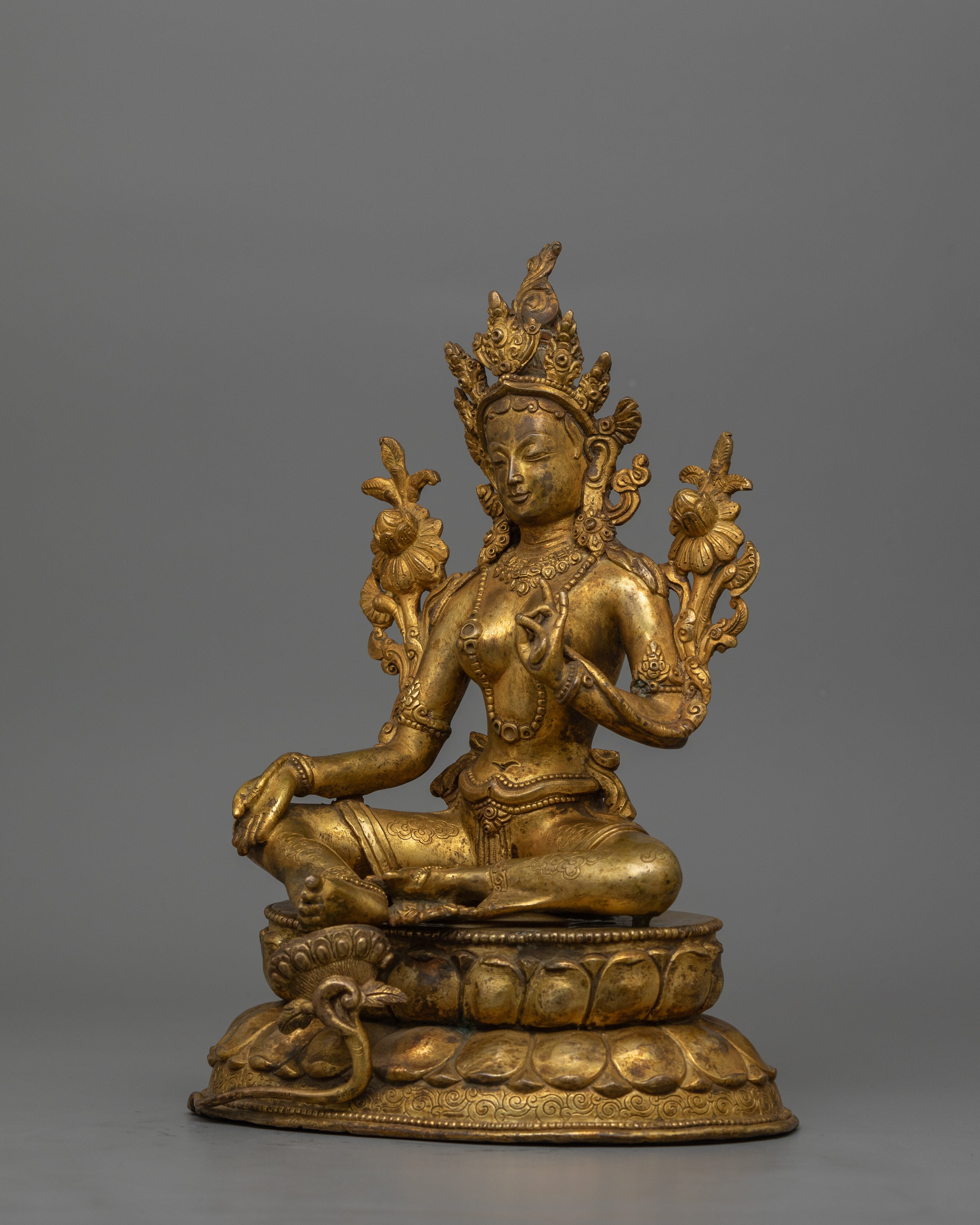 Himalayan Deity Green Tara Figurine | Goddess of Compassion and Spiritual Protection