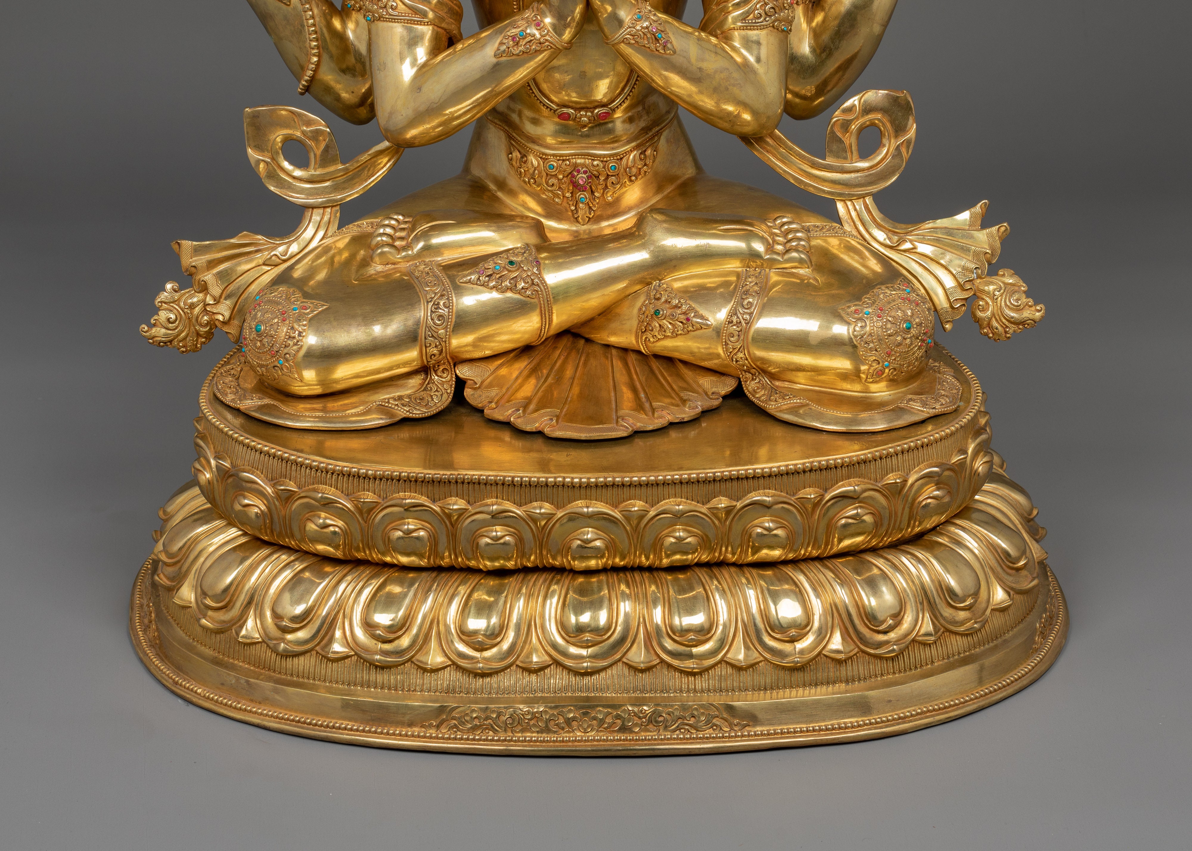 Handmade Compassion deity Chenrezig sculpture | Four Armed Deity