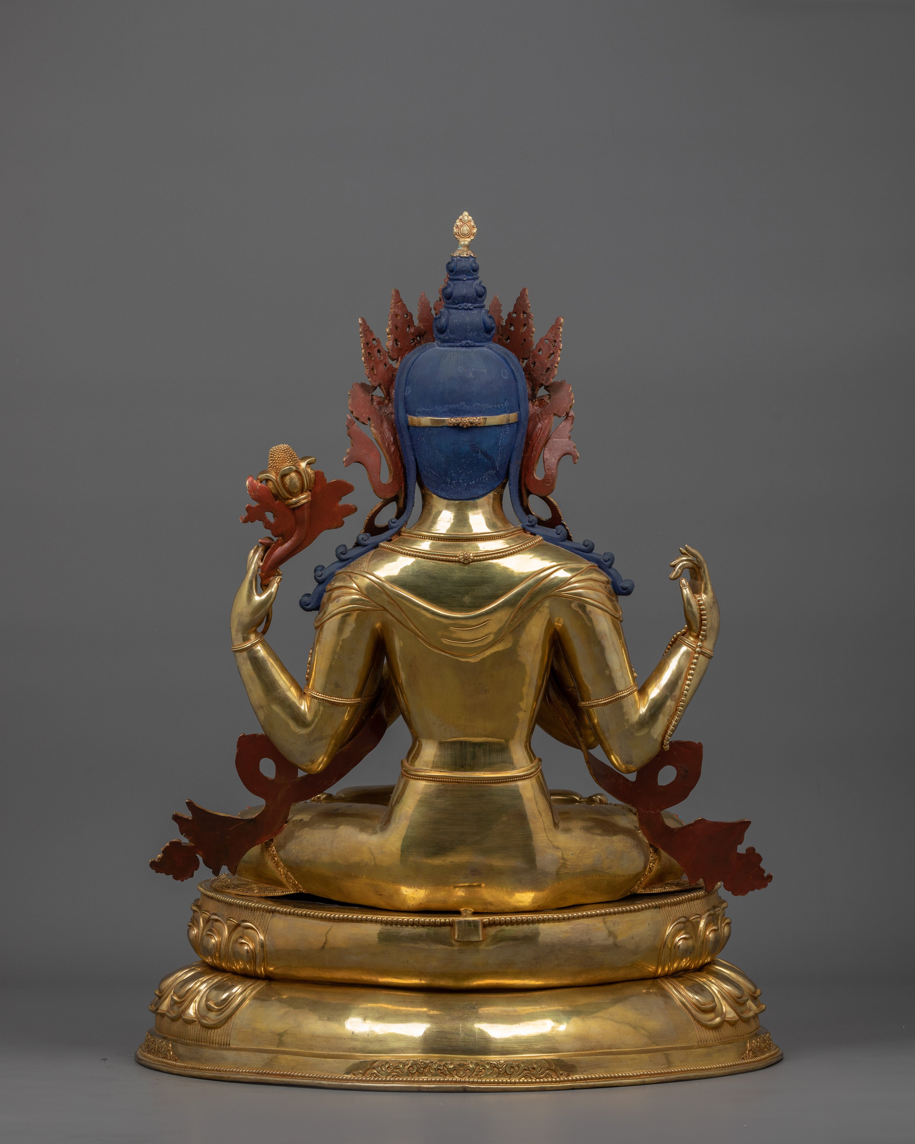 Handmade Compassion deity Chenrezig sculpture | Four Armed Deity
