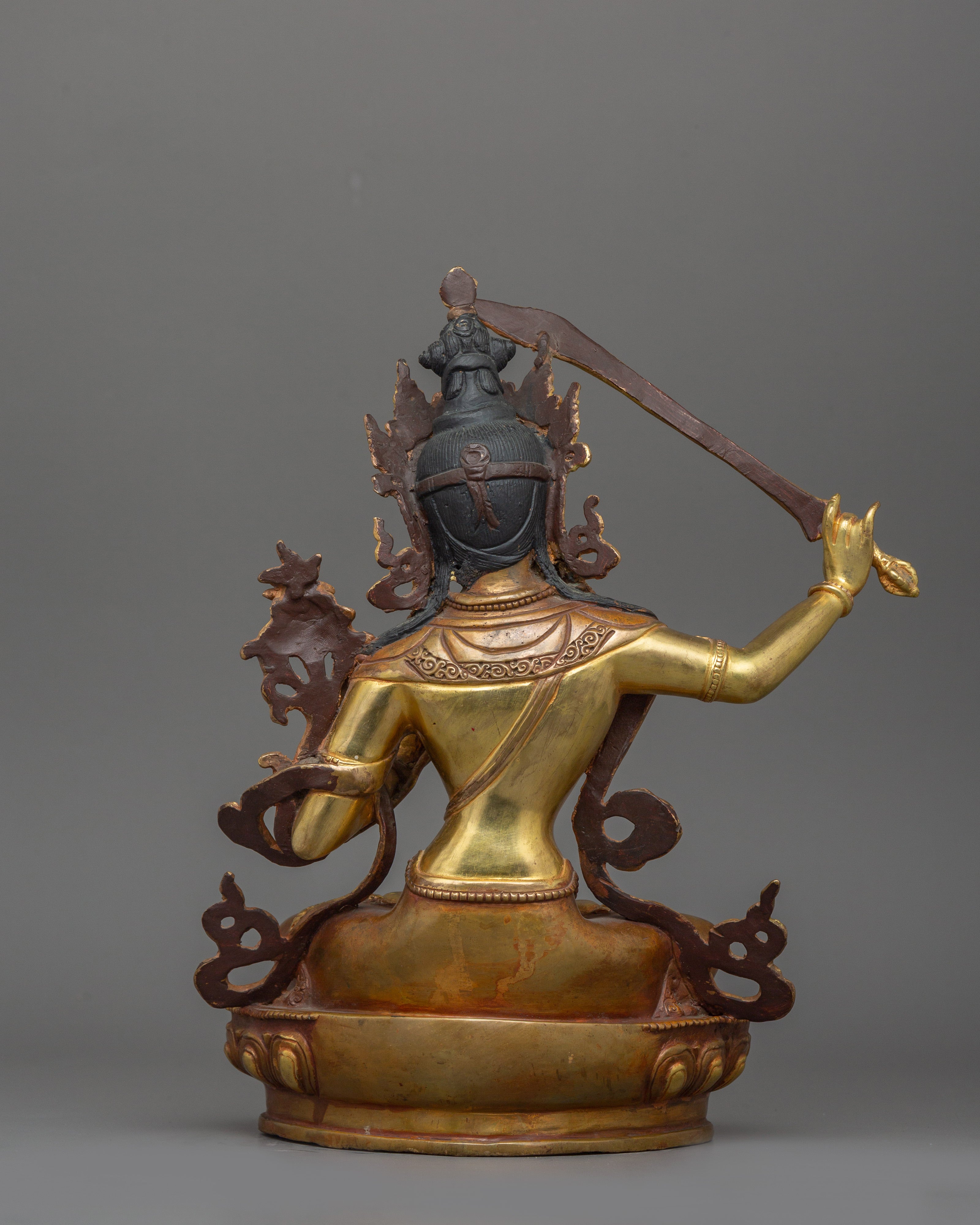 12.2 Inches Manjushri with sword Statue | Bodhisattva Sculpture Wisdom Deity
