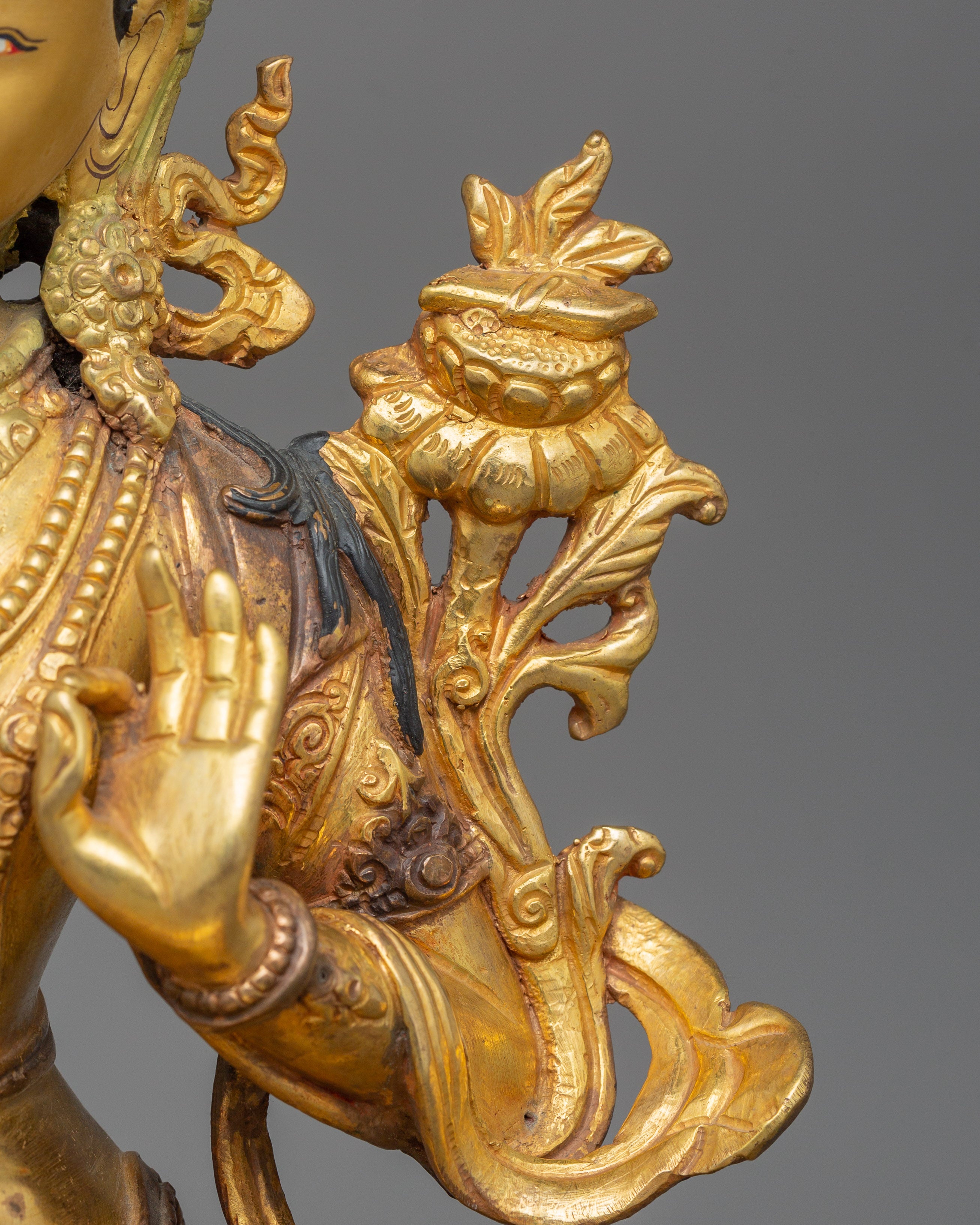 12.2 Inches Manjushri with sword Statue | Bodhisattva Sculpture Wisdom Deity