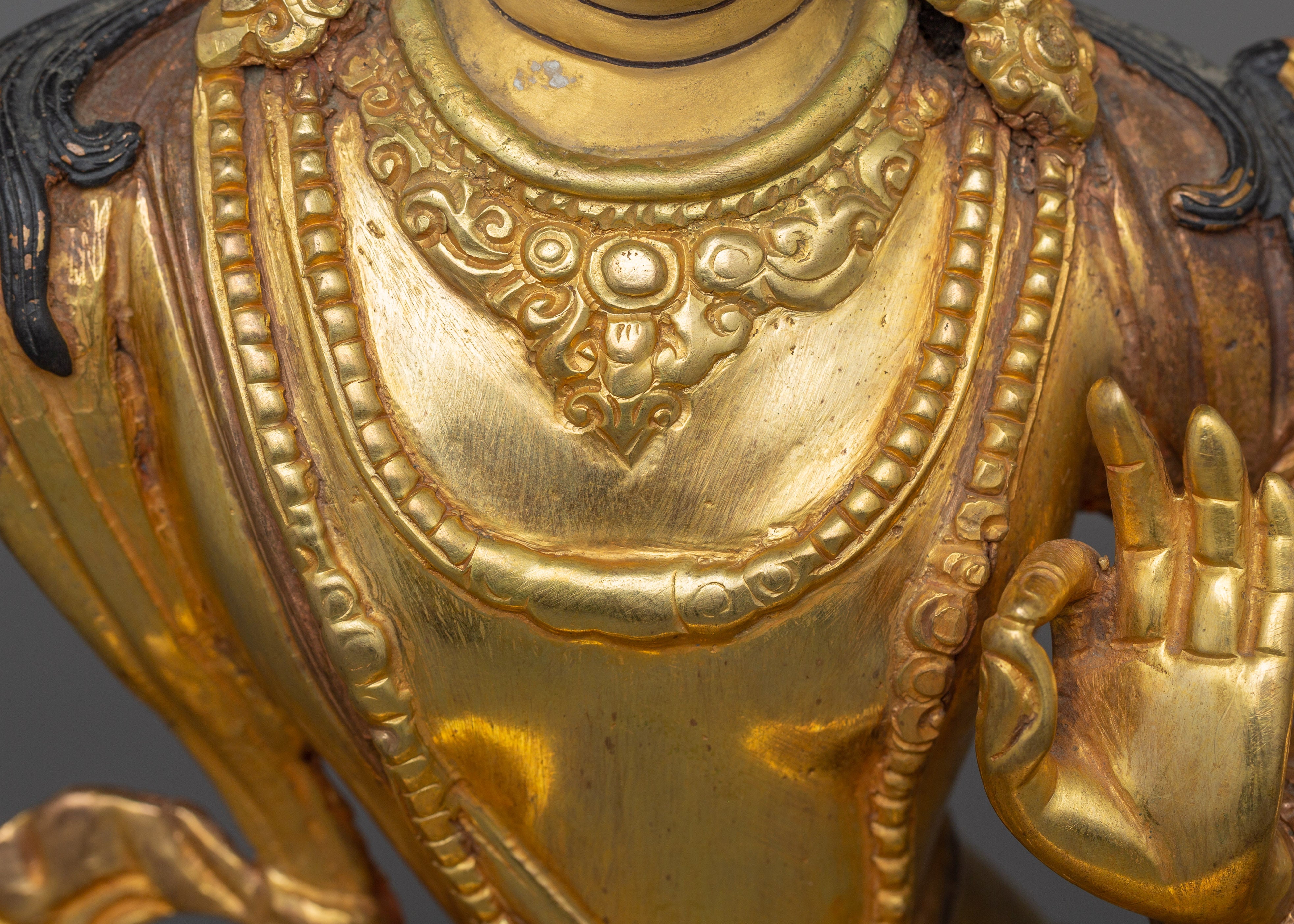 12.2 Inches Manjushri with sword Statue | Bodhisattva Sculpture Wisdom Deity