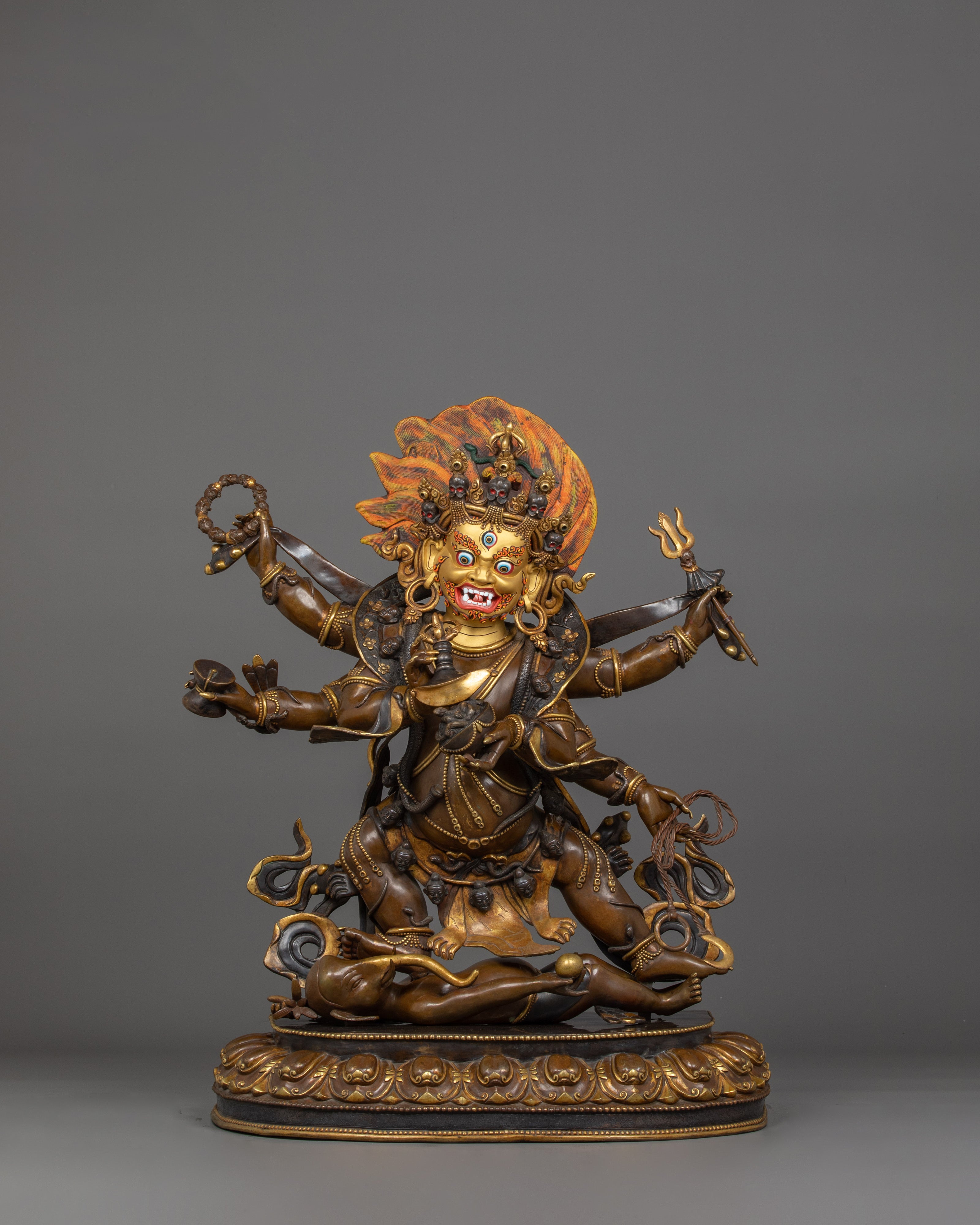Wrathful 6 Armed Mahakala Statue | Embrace Protection and Strength