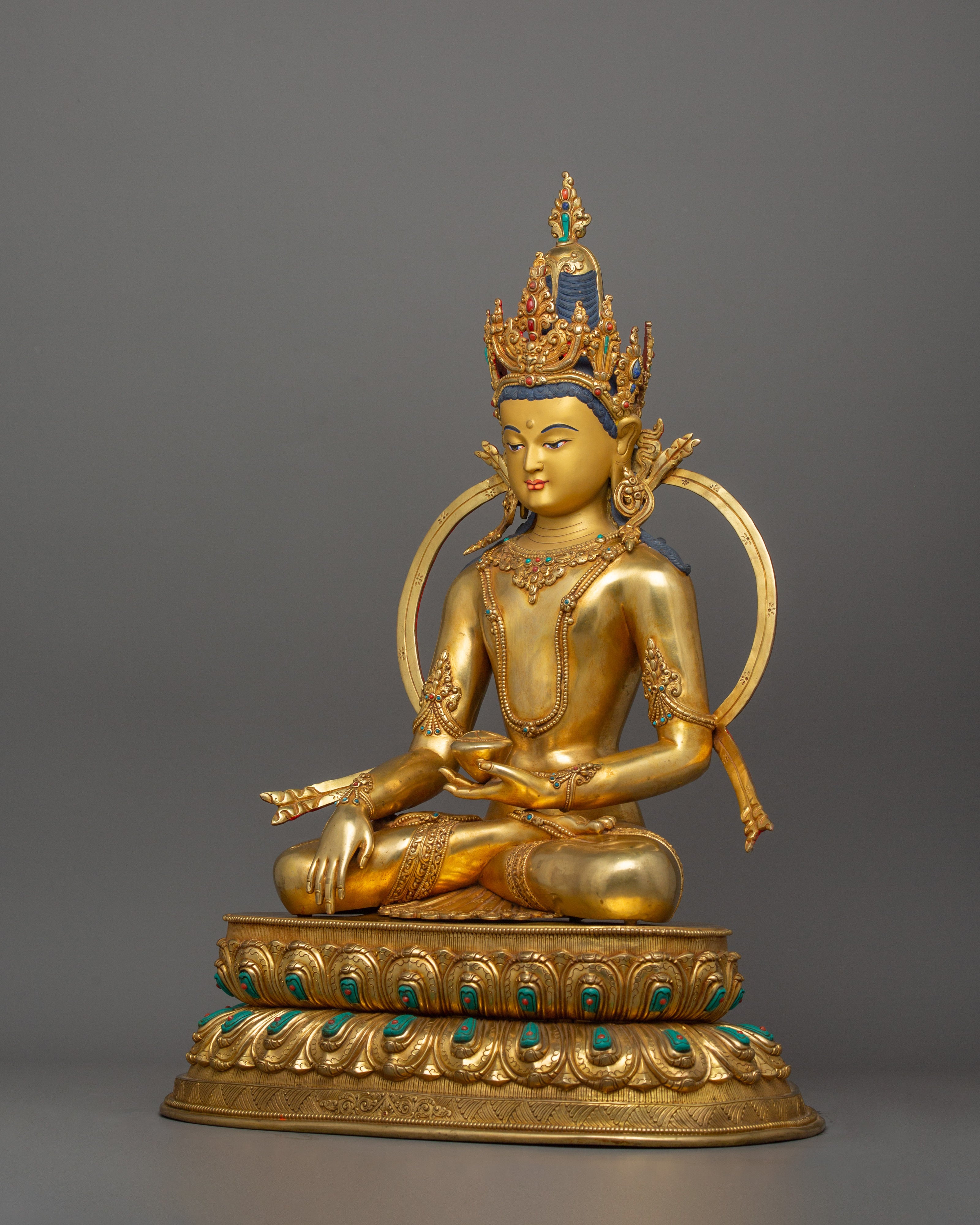 Handcrafted Crown Shakyamuni Buddha Statue | The Path to Enlightenment