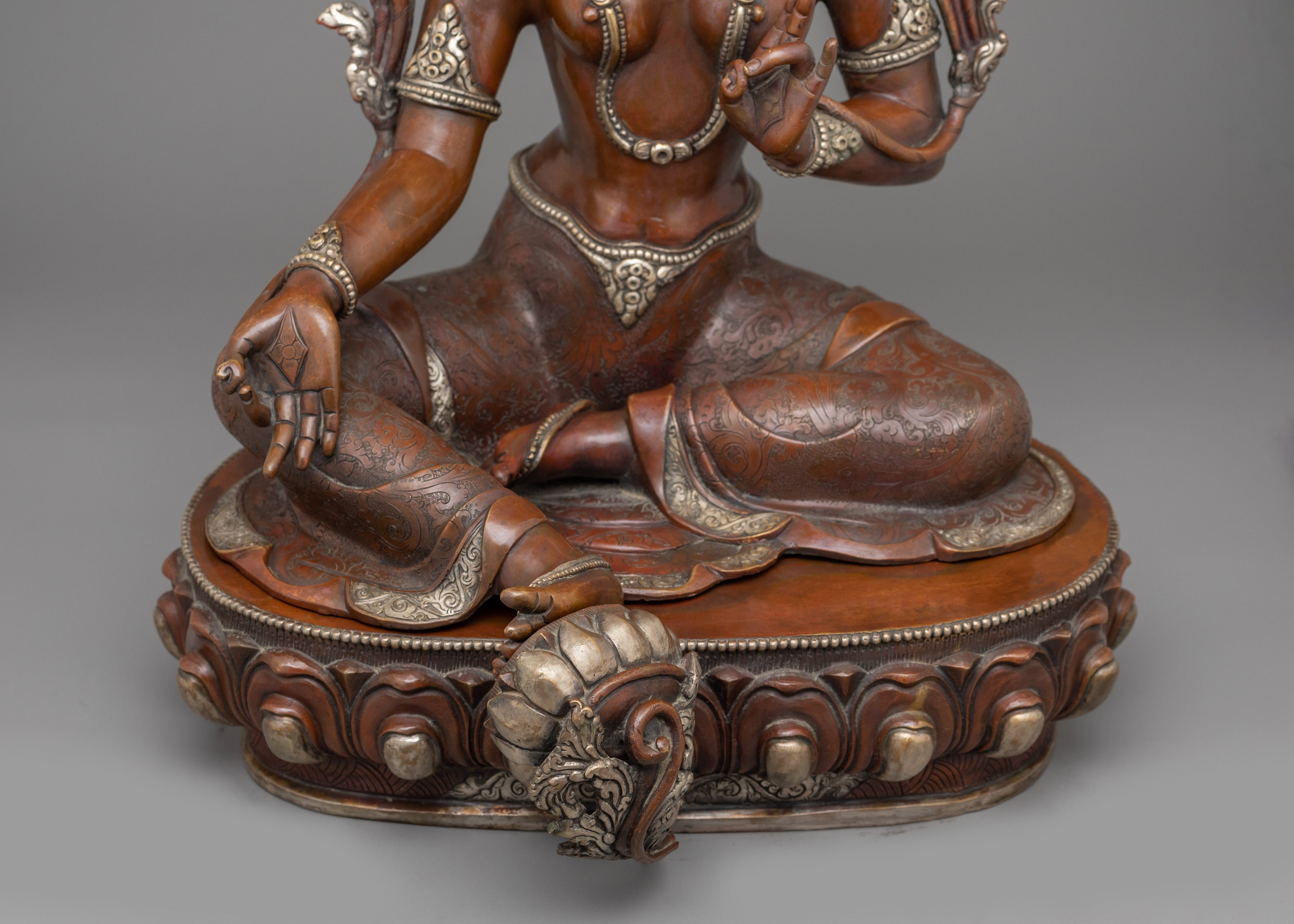 Handcrafted Divine Green Tara Deity Statue | Manifestation of Compassionate Grace