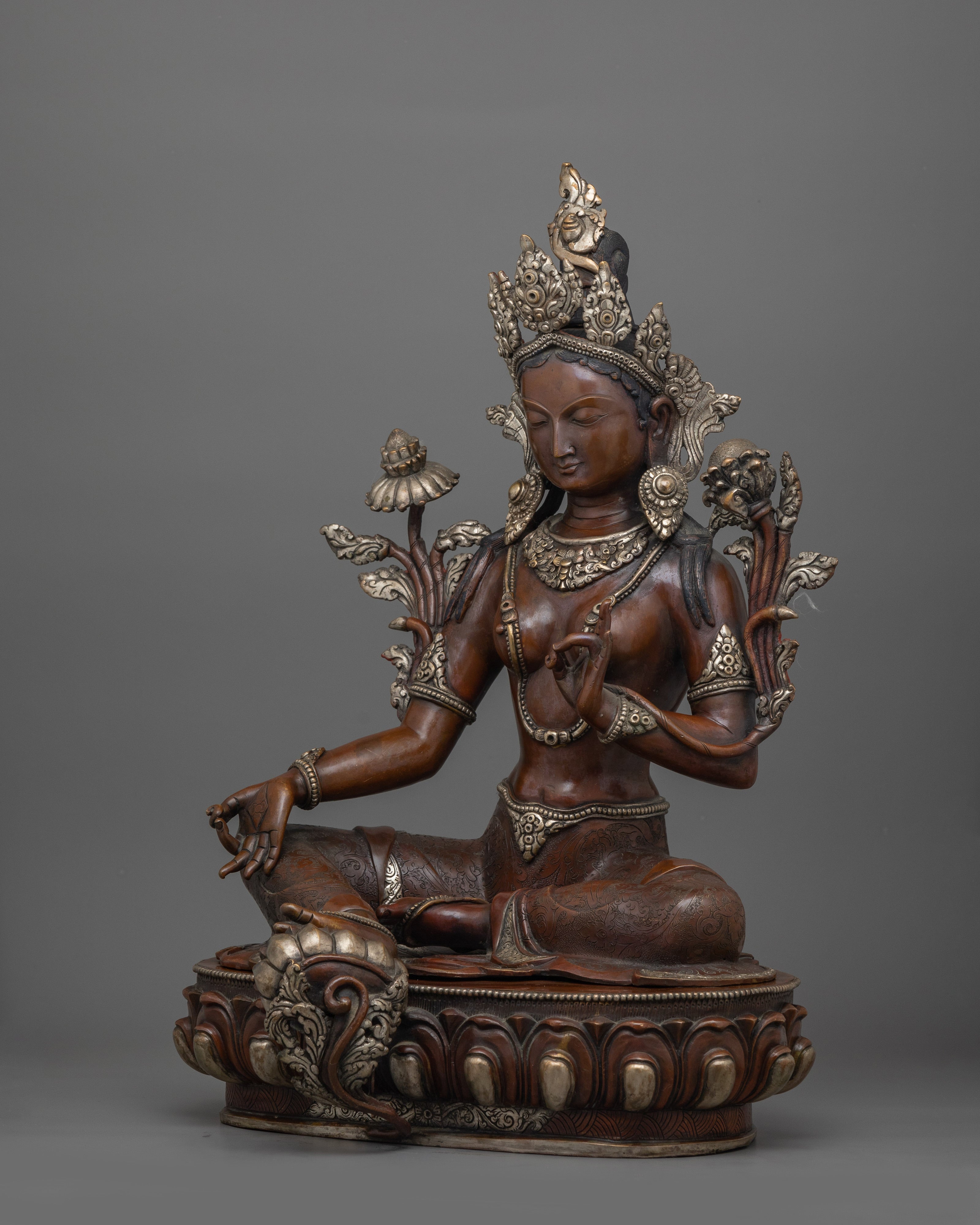 Handcrafted Divine Green Tara Deity Statue | Manifestation of Compassionate Grace