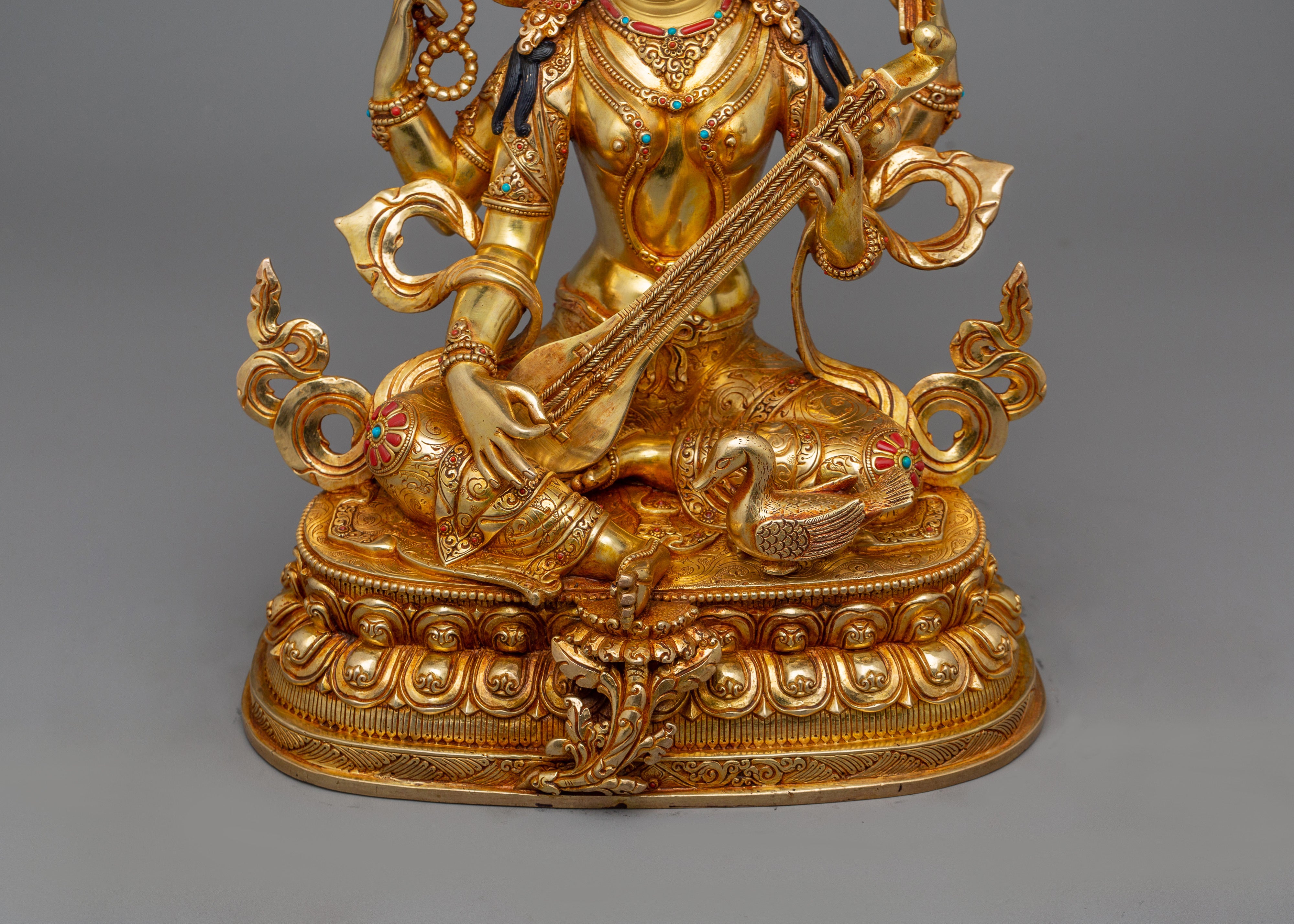 Hindu Goddess Saraswati Figurine | Goddess of Wisdom, Music and Enlightenment