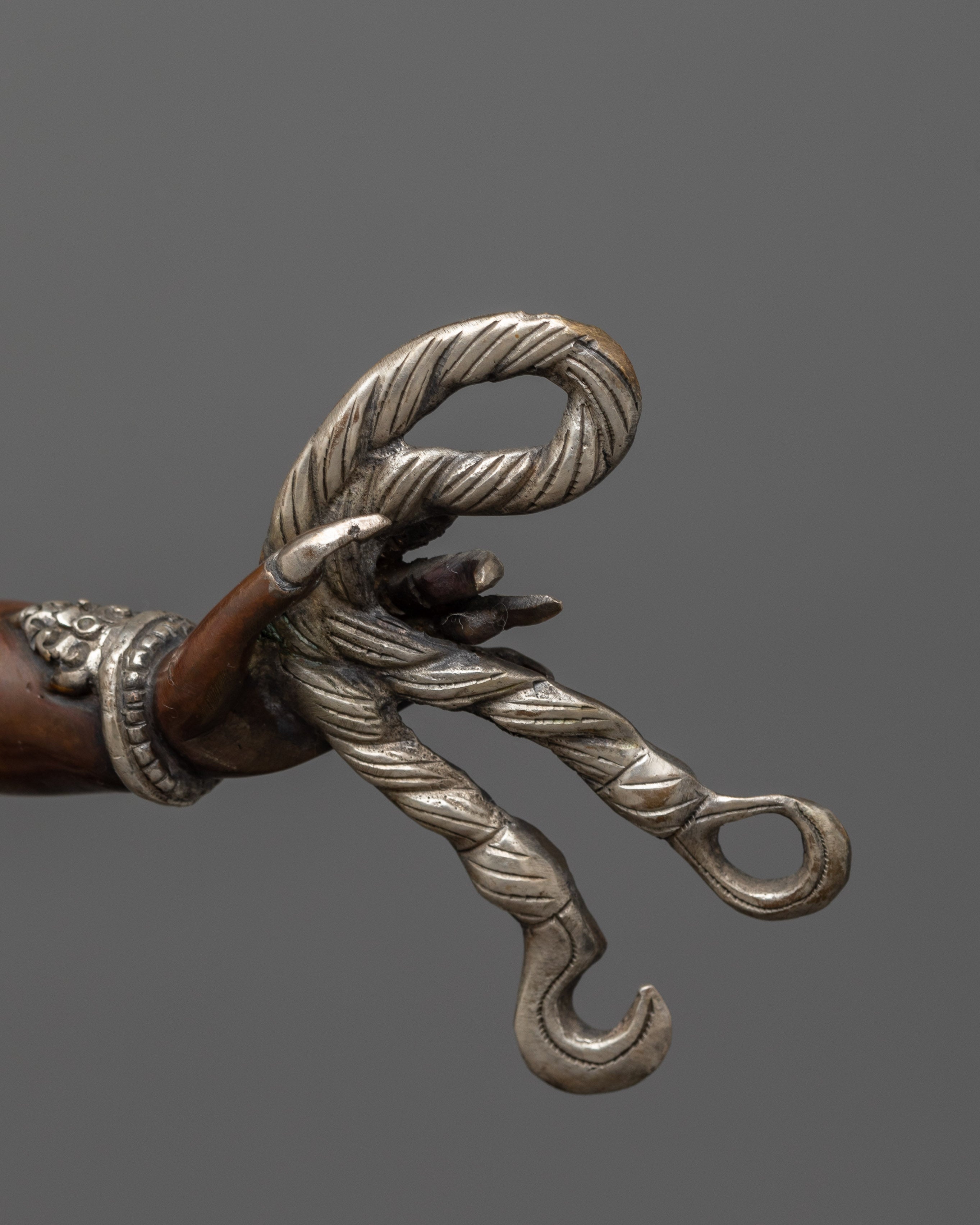 Silver Plated Yama Dharmaraja Statue | Wrathful Dharma Protector Deity