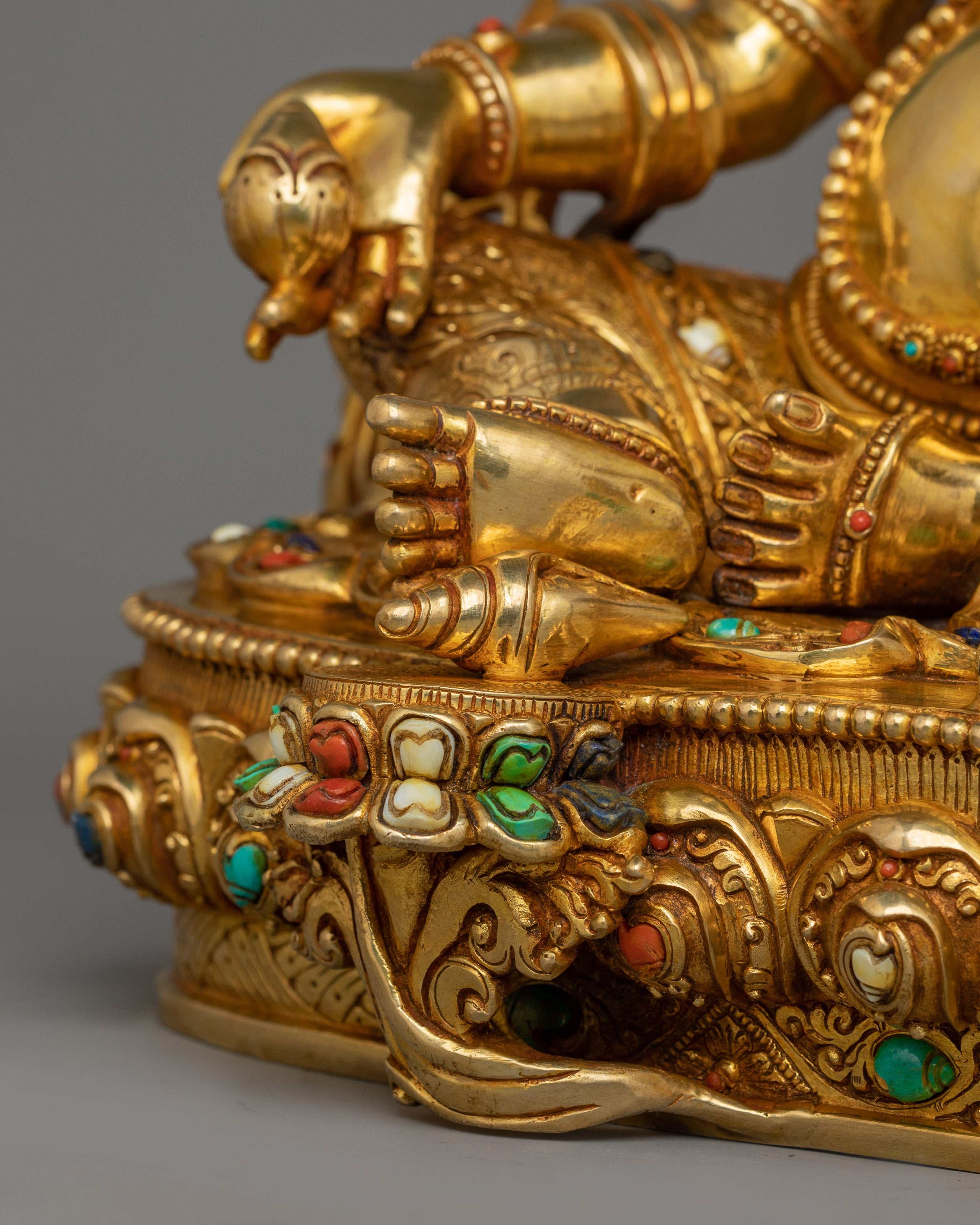 24k Gold Gilded Wealth Deity Dzambhala | Protector of Wealth and Harmony