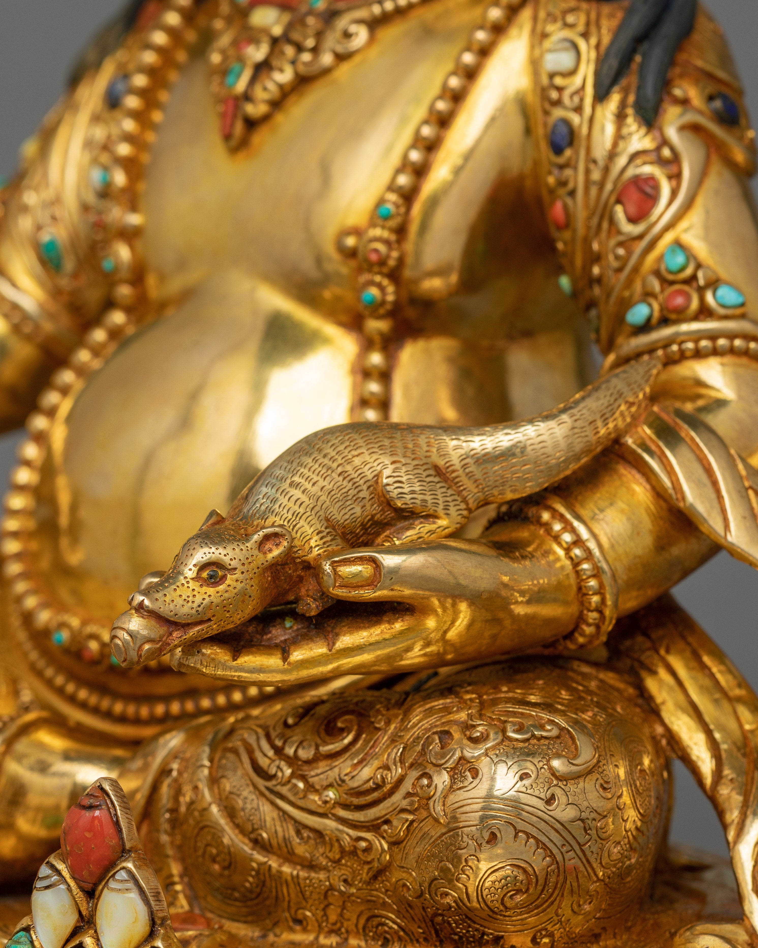 24k Gold Gilded Wealth Deity Dzambhala | Protector of Wealth and Harmony
