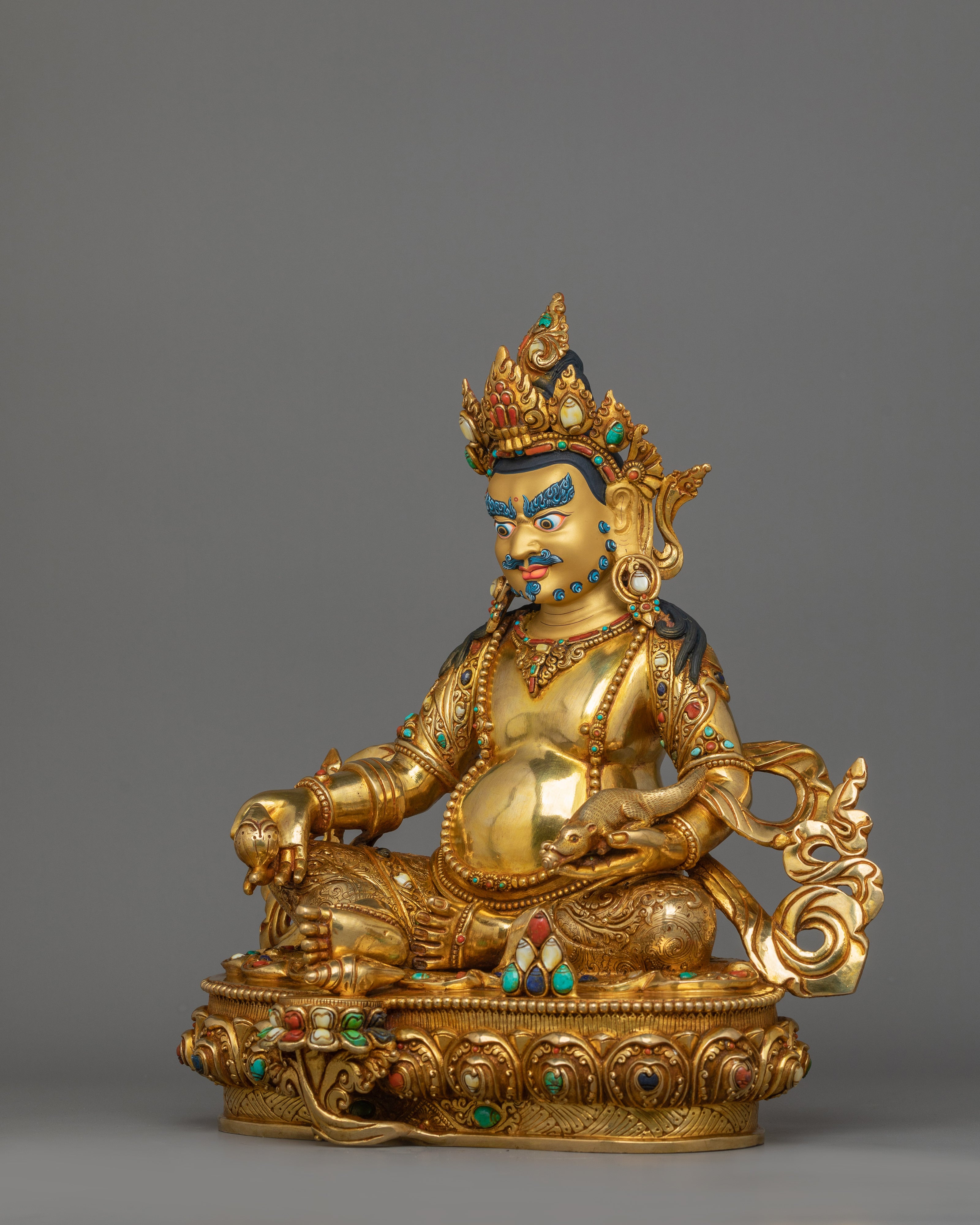 24k Gold Gilded Wealth Deity Dzambhala | Protector of Wealth and Harmony