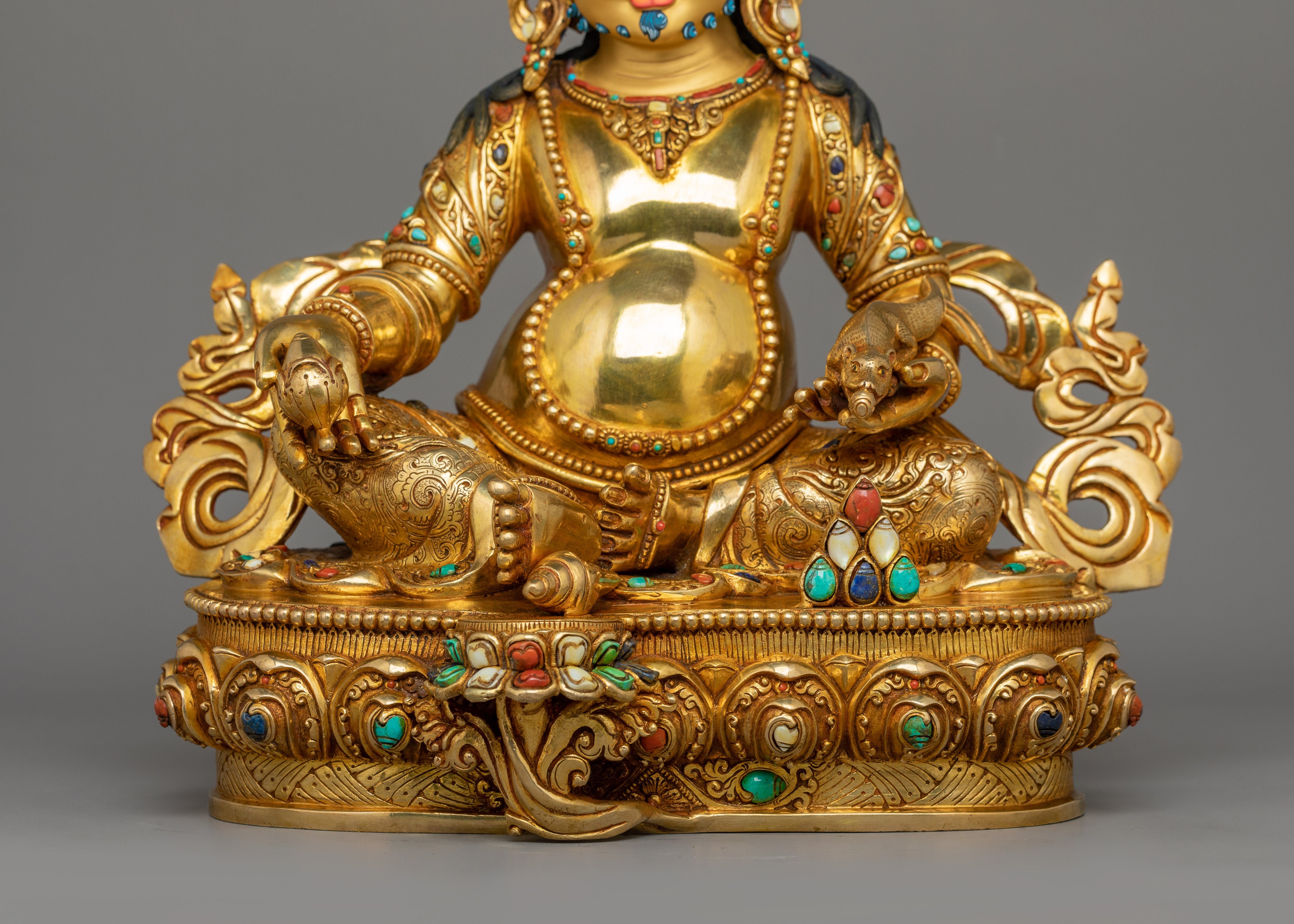 24k Gold Gilded Wealth Deity Dzambhala | Protector of Wealth and Harmony