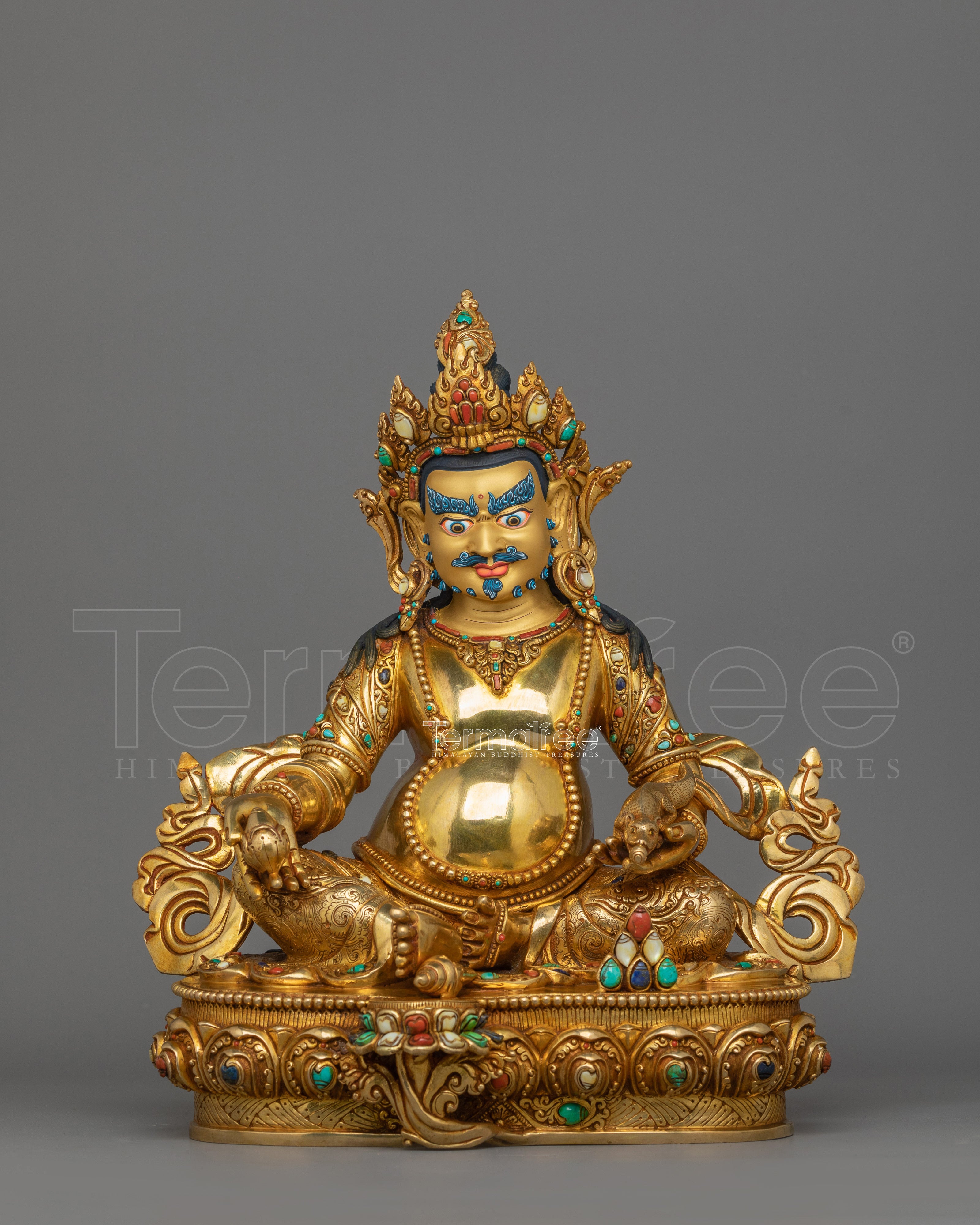 24k Gold Gilded Wealth Deity Dzambhala | Protector of Wealth and Harmony