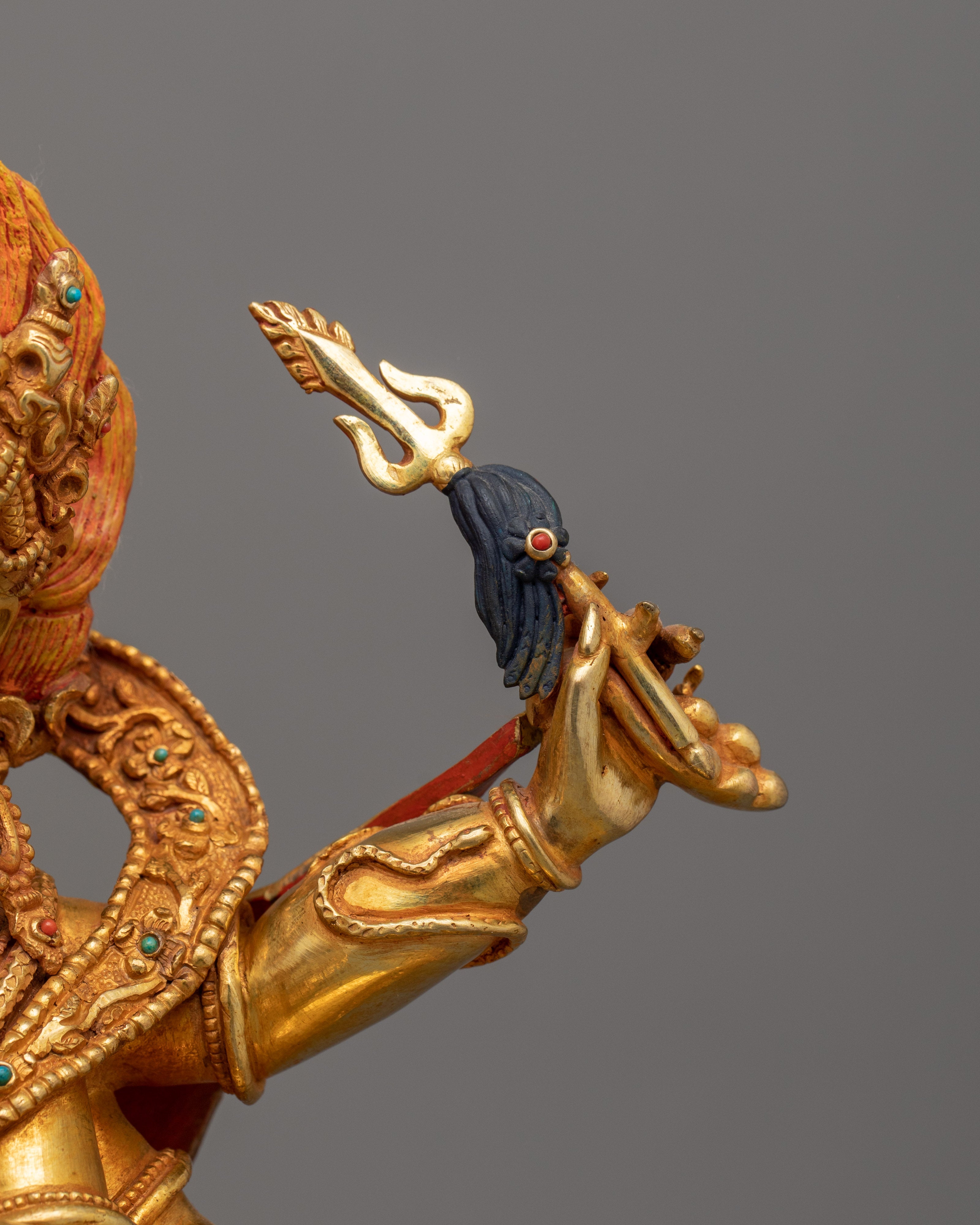 Handmade Shadbhuja Mahakala Figurine | Protector of Dharma and Spiritual Strength