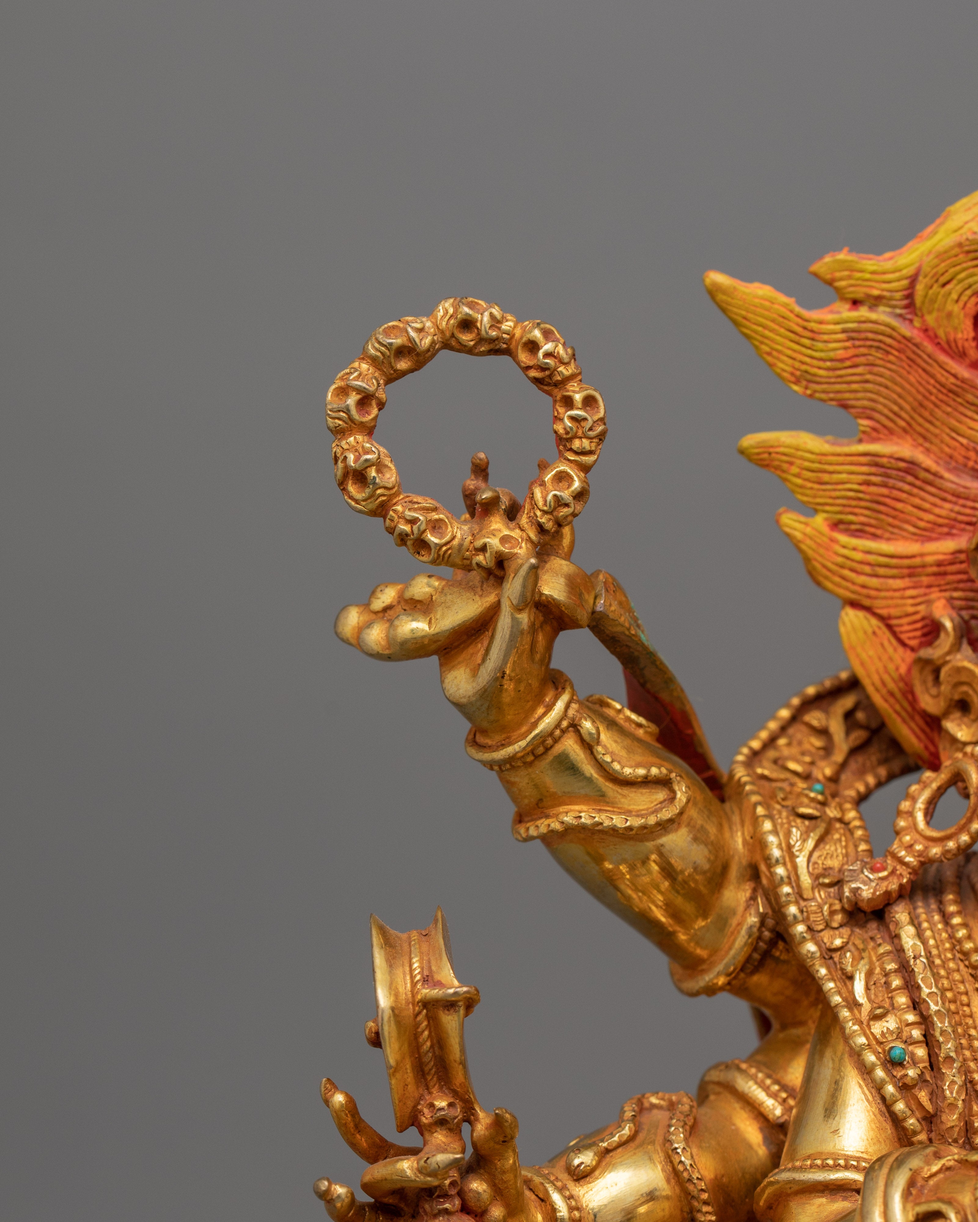 Handmade Shadbhuja Mahakala Figurine | Protector of Dharma and Spiritual Strength