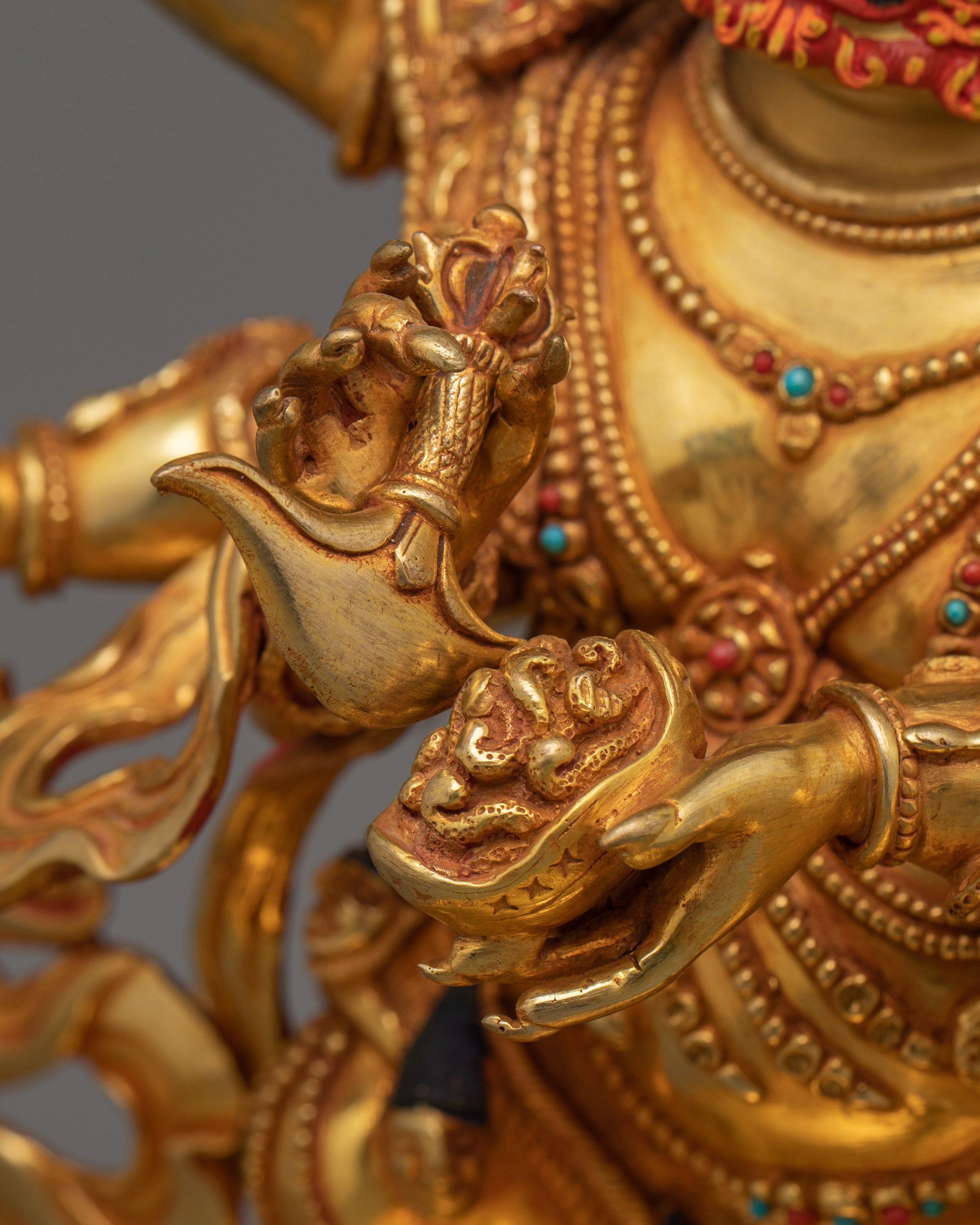 Handmade Shadbhuja Mahakala Figurine | Protector of Dharma and Spiritual Strength