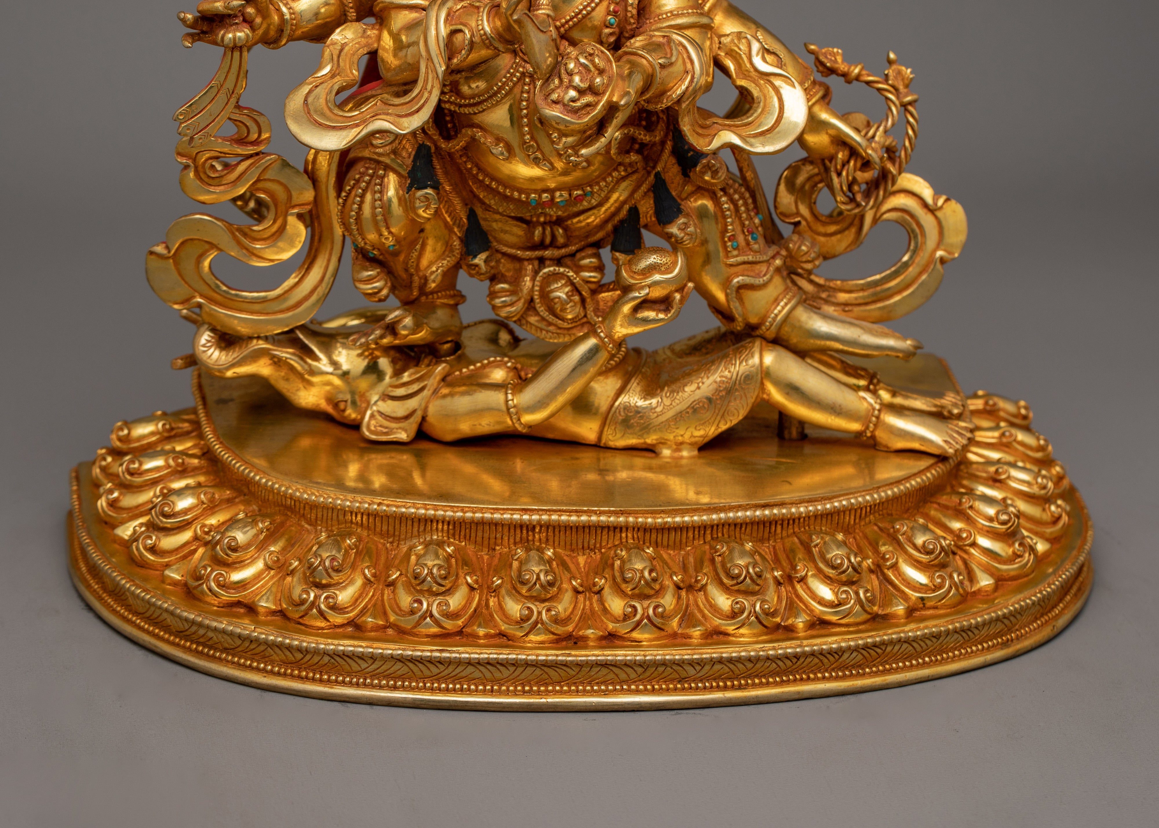 Handmade Shadbhuja Mahakala Figurine | Protector of Dharma and Spiritual Strength