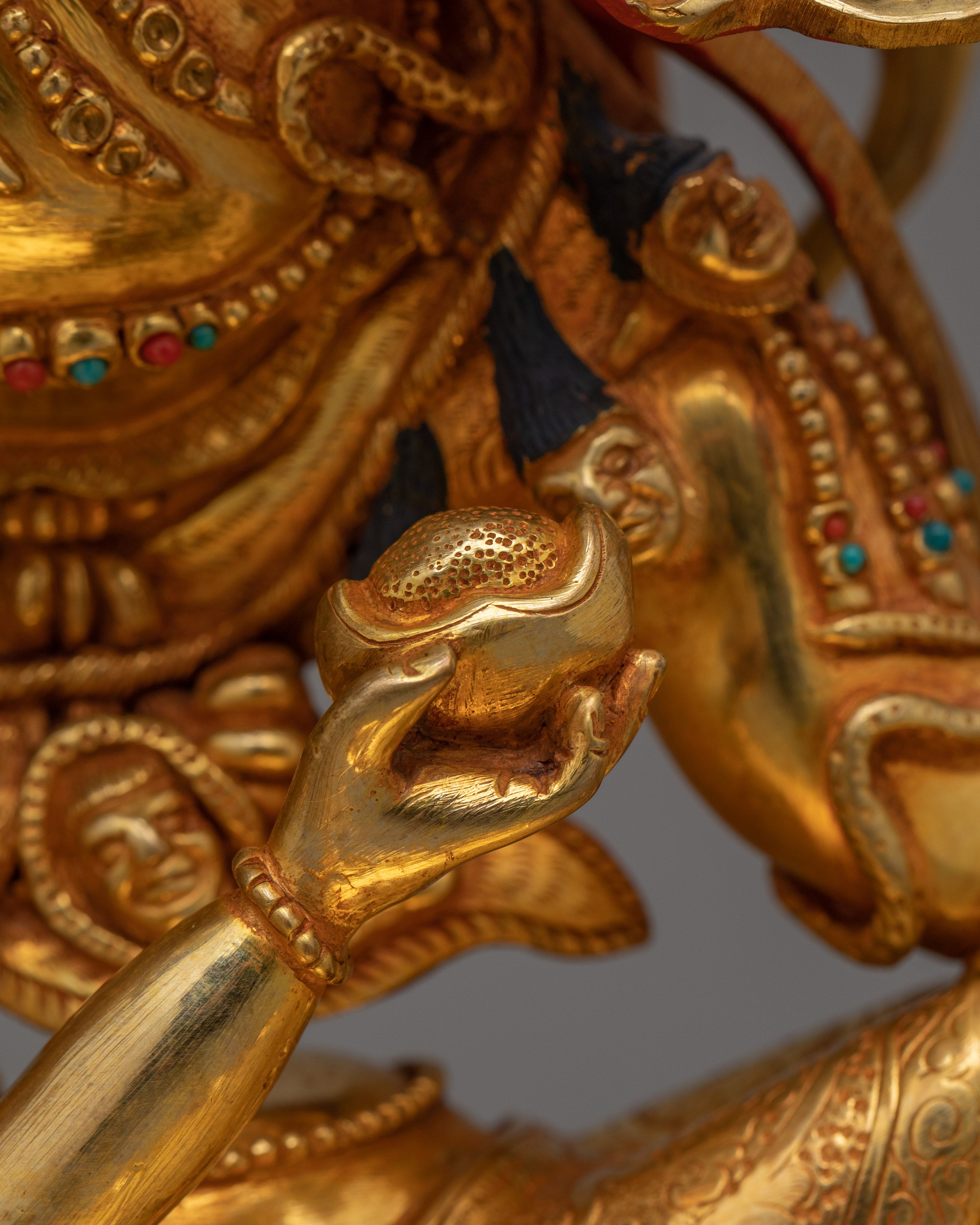 Handmade Shadbhuja Mahakala Figurine | Protector of Dharma and Spiritual Strength