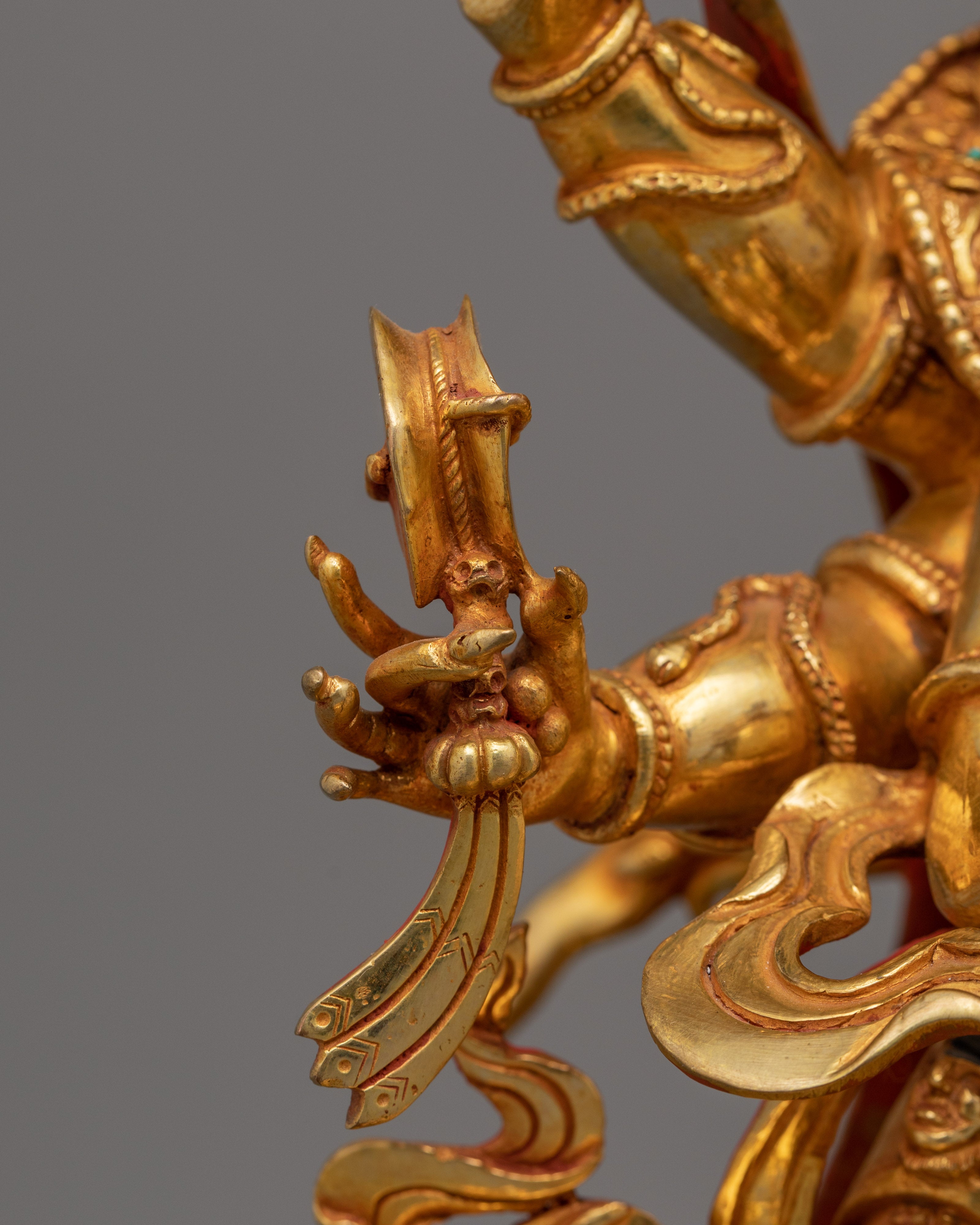 Handmade Shadbhuja Mahakala Figurine | Protector of Dharma and Spiritual Strength