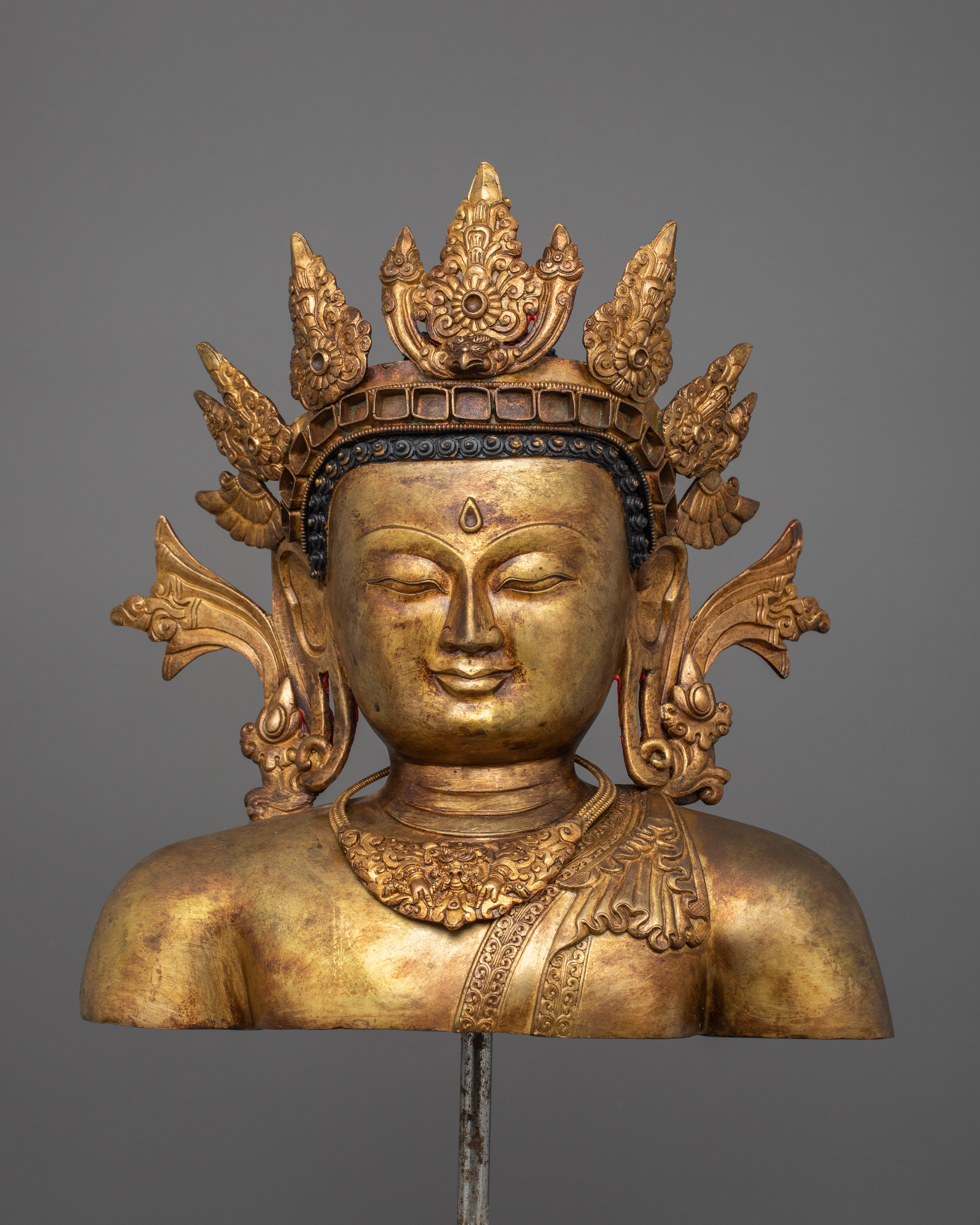Sacred Buddha Shakyamuni with Crown Statue | Buddha of Wisdom, Spiritual Guidance