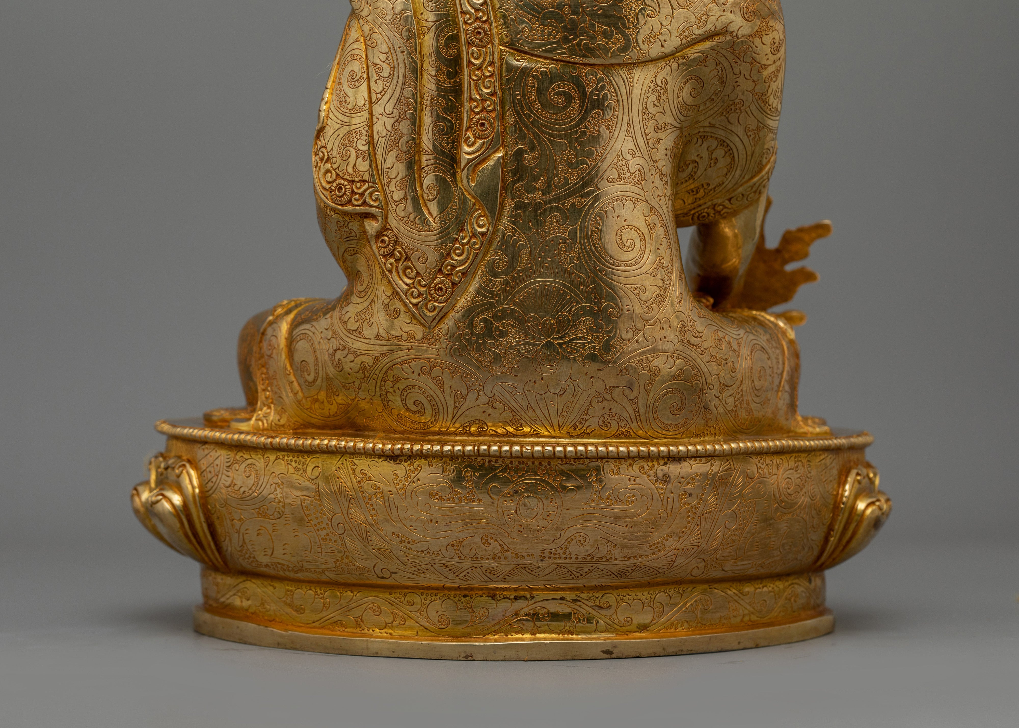 Healing Buddha Bhaisajyaguru Copper Statue | 24K Gold Gilded Figurine