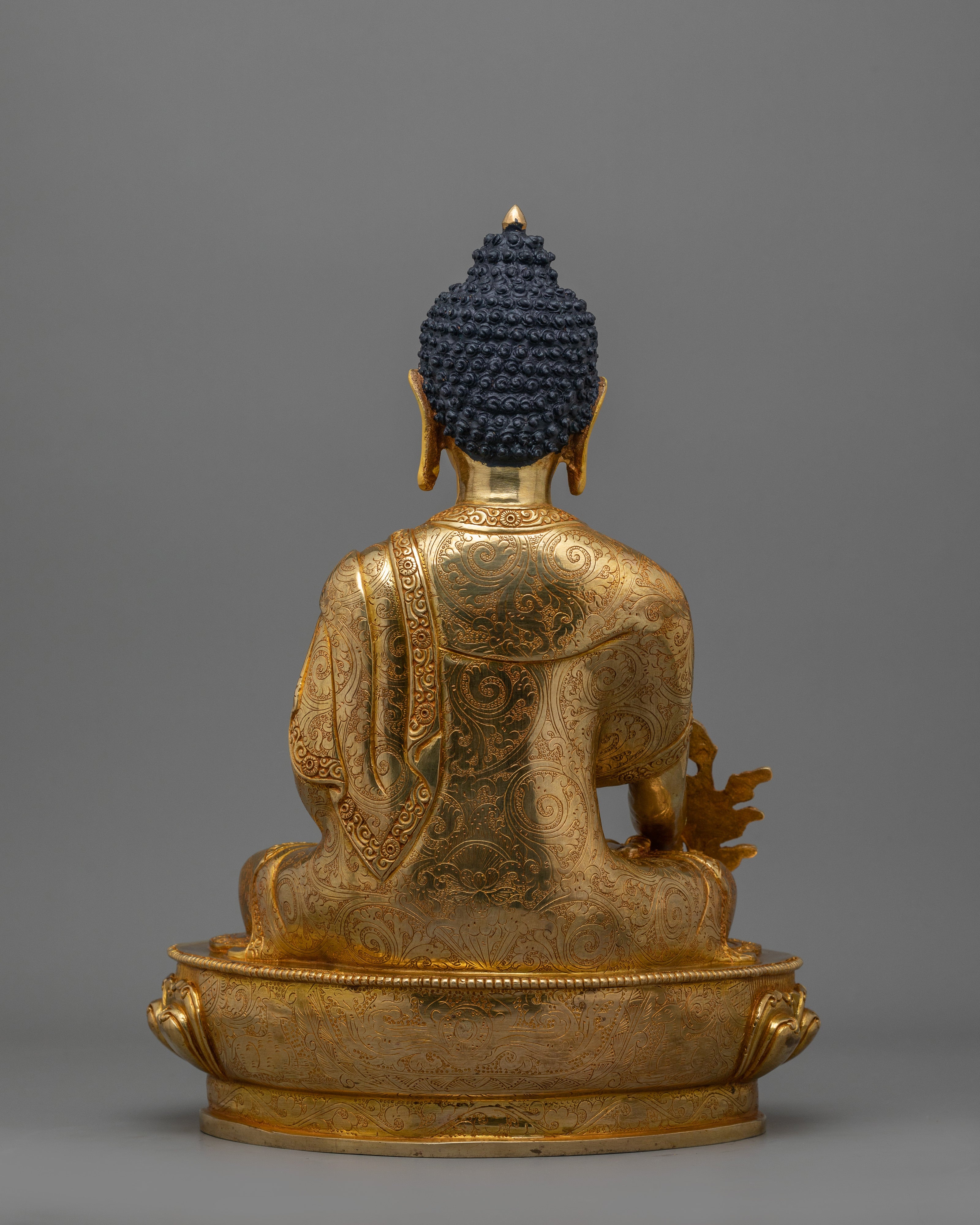 Healing Buddha Bhaisajyaguru Copper Statue | 24K Gold Gilded Figurine