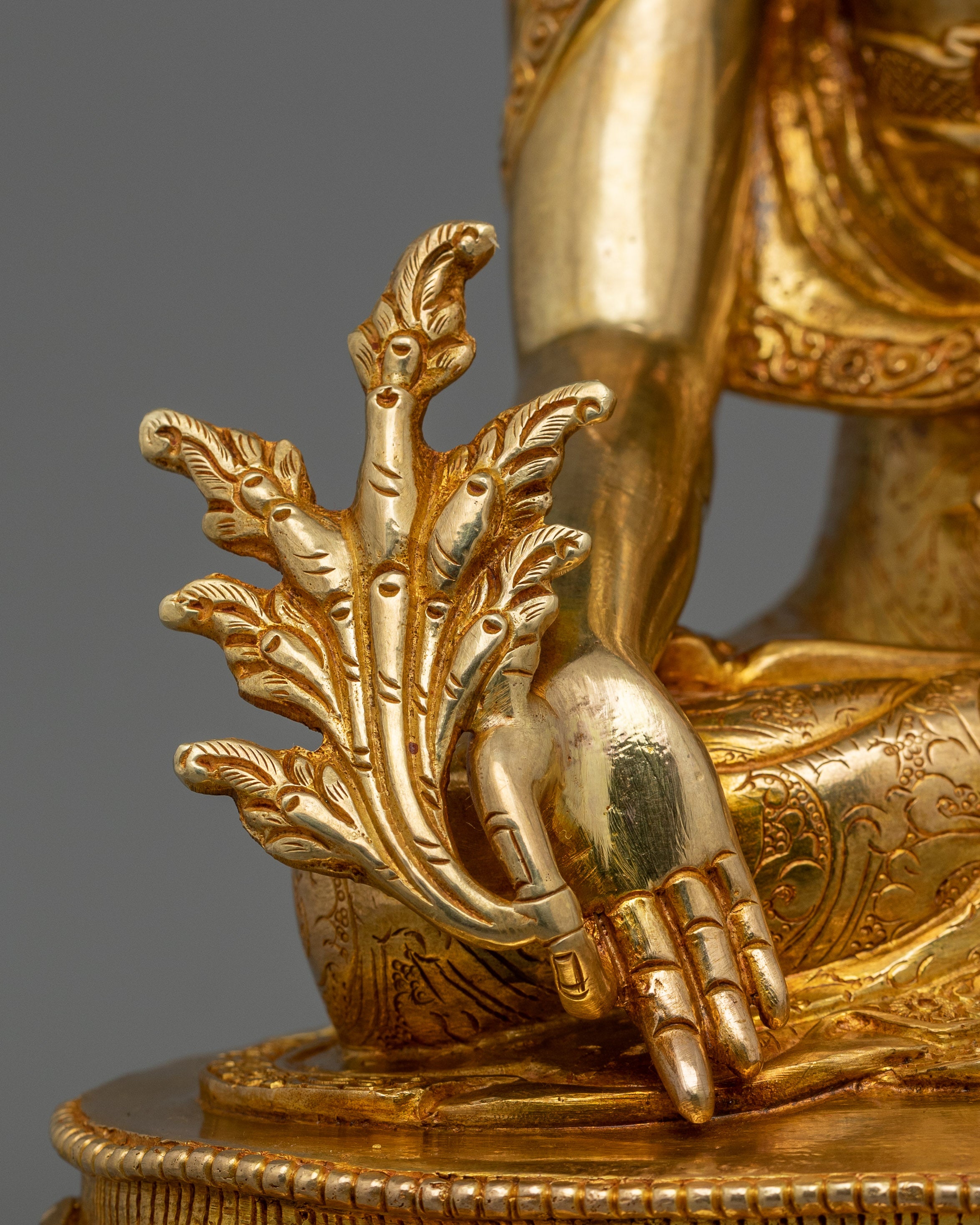 Healing Buddha Bhaisajyaguru Copper Statue | 24K Gold Gilded Figurine