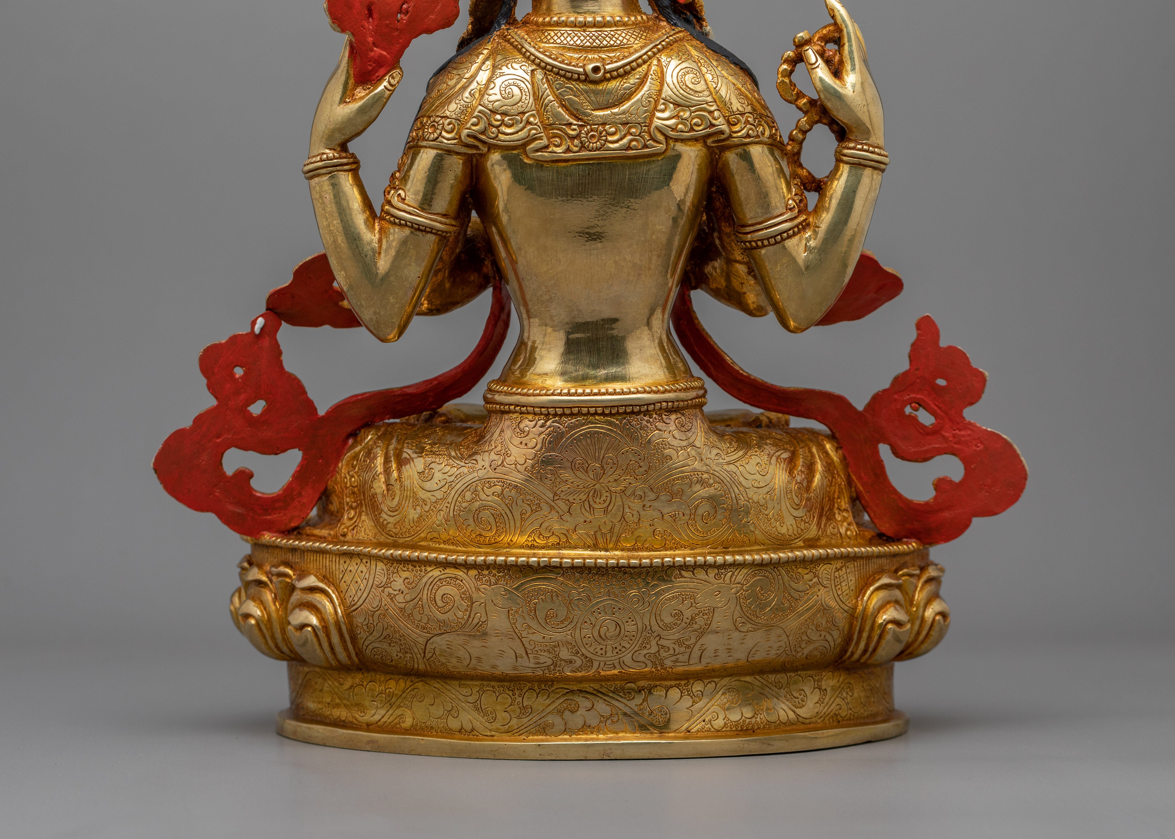 Himalayan 4-Armed Meditating Chenrezig Statue | The Bodhisattva of Compassion