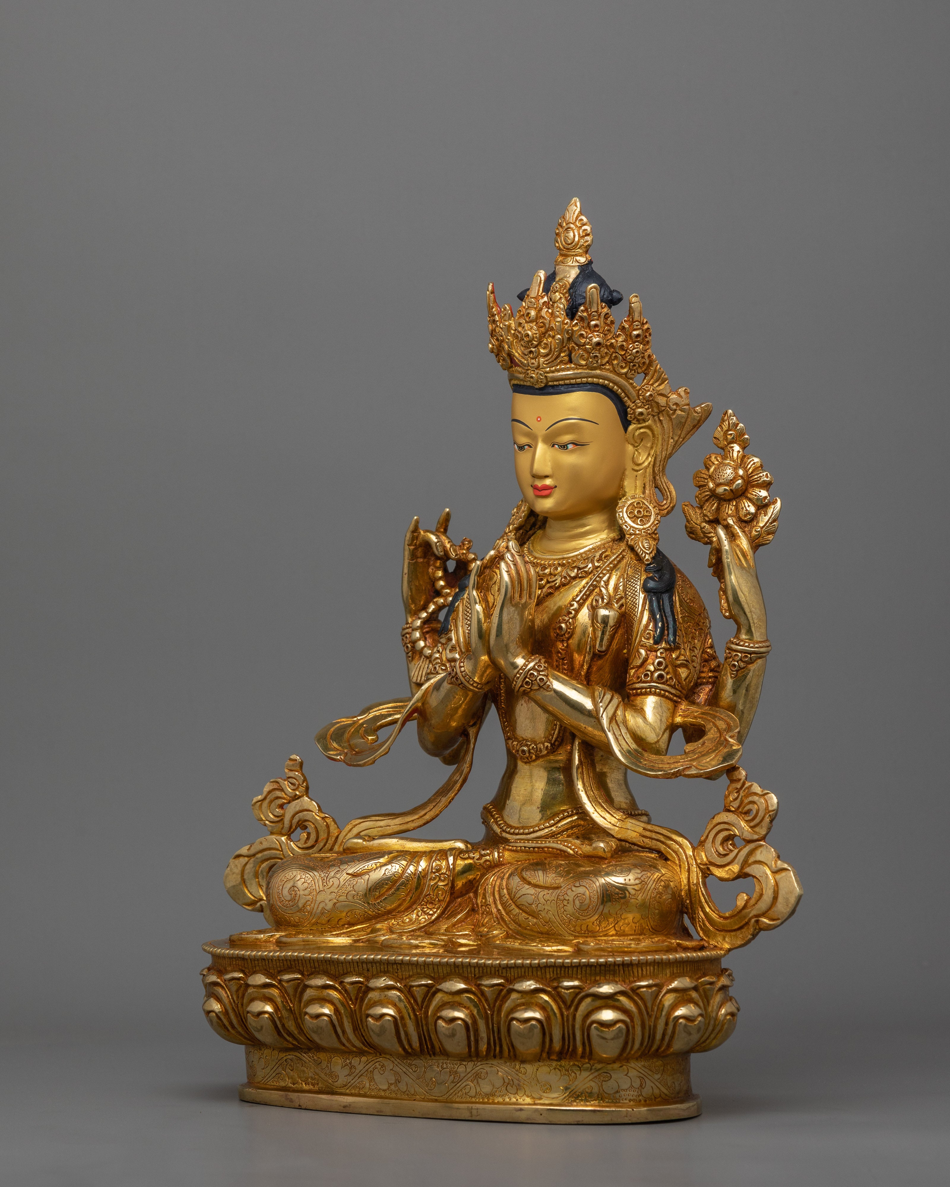 Himalayan 4-Armed Meditating Chenrezig Statue | The Bodhisattva of Compassion