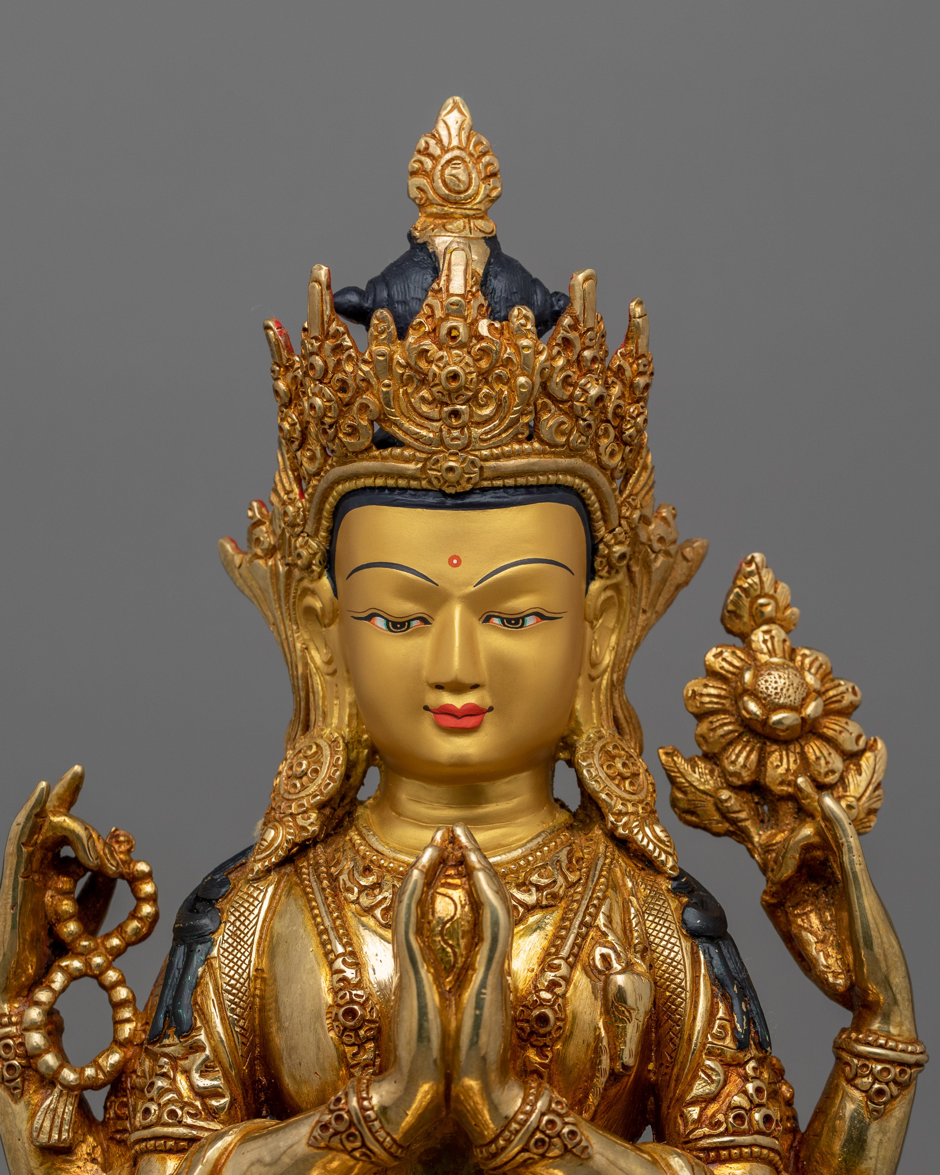 Himalayan 4-Armed Meditating Chenrezig Statue | The Bodhisattva of Compassion