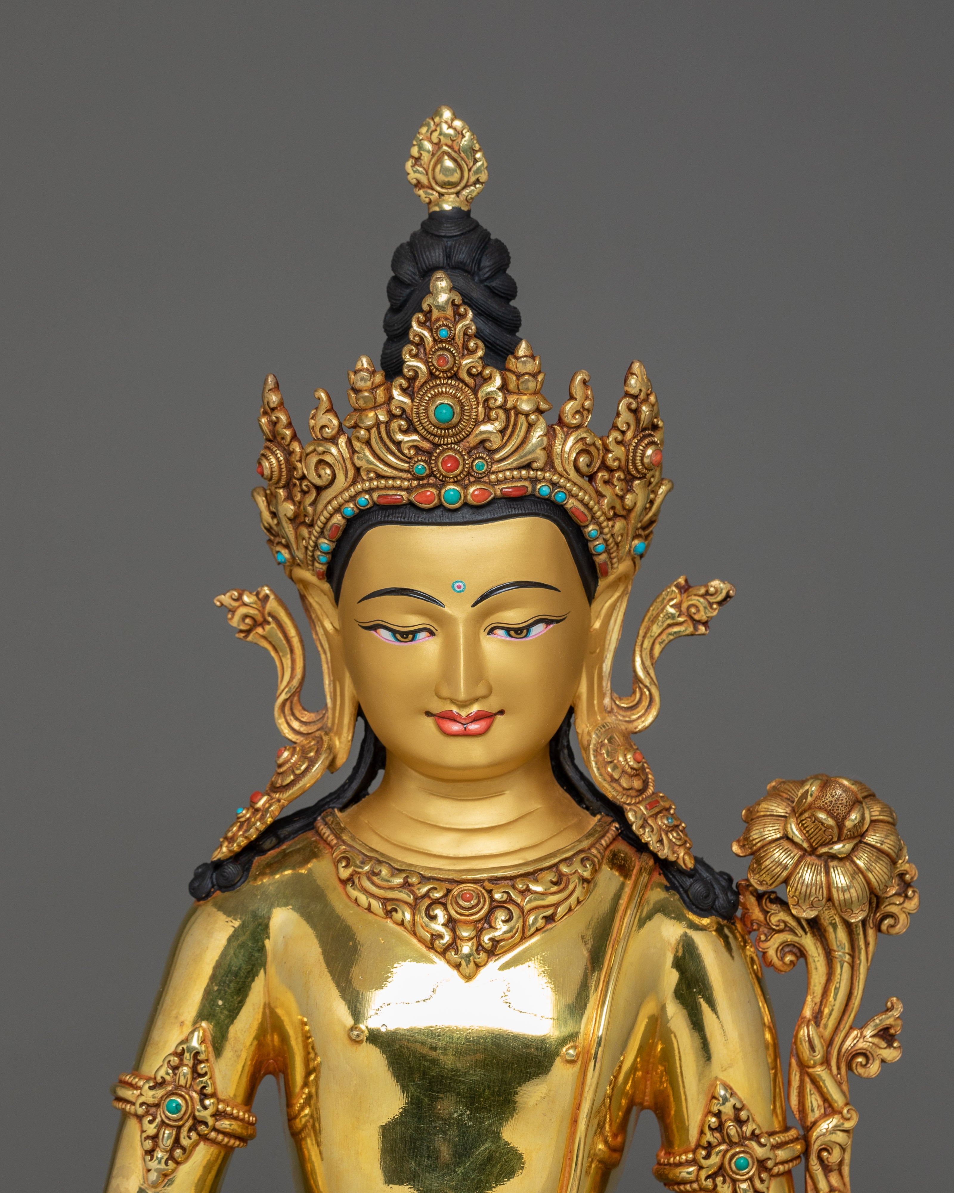Tibetan Standing Chenrezig Figurine | Bodhisattva of Compassion, Healing and Spiritual