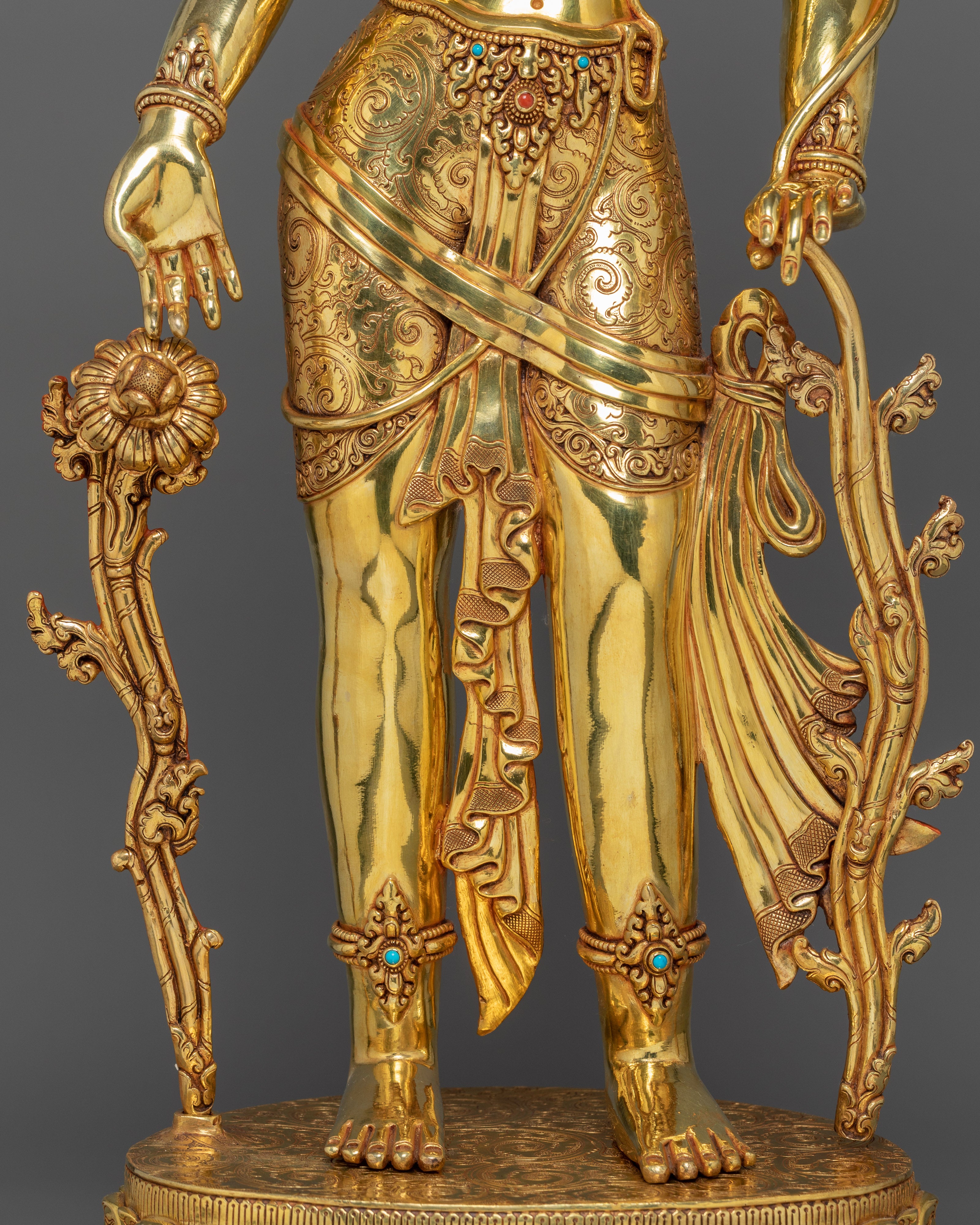 Tibetan Standing Chenrezig Figurine | Bodhisattva of Compassion, Healing and Spiritual